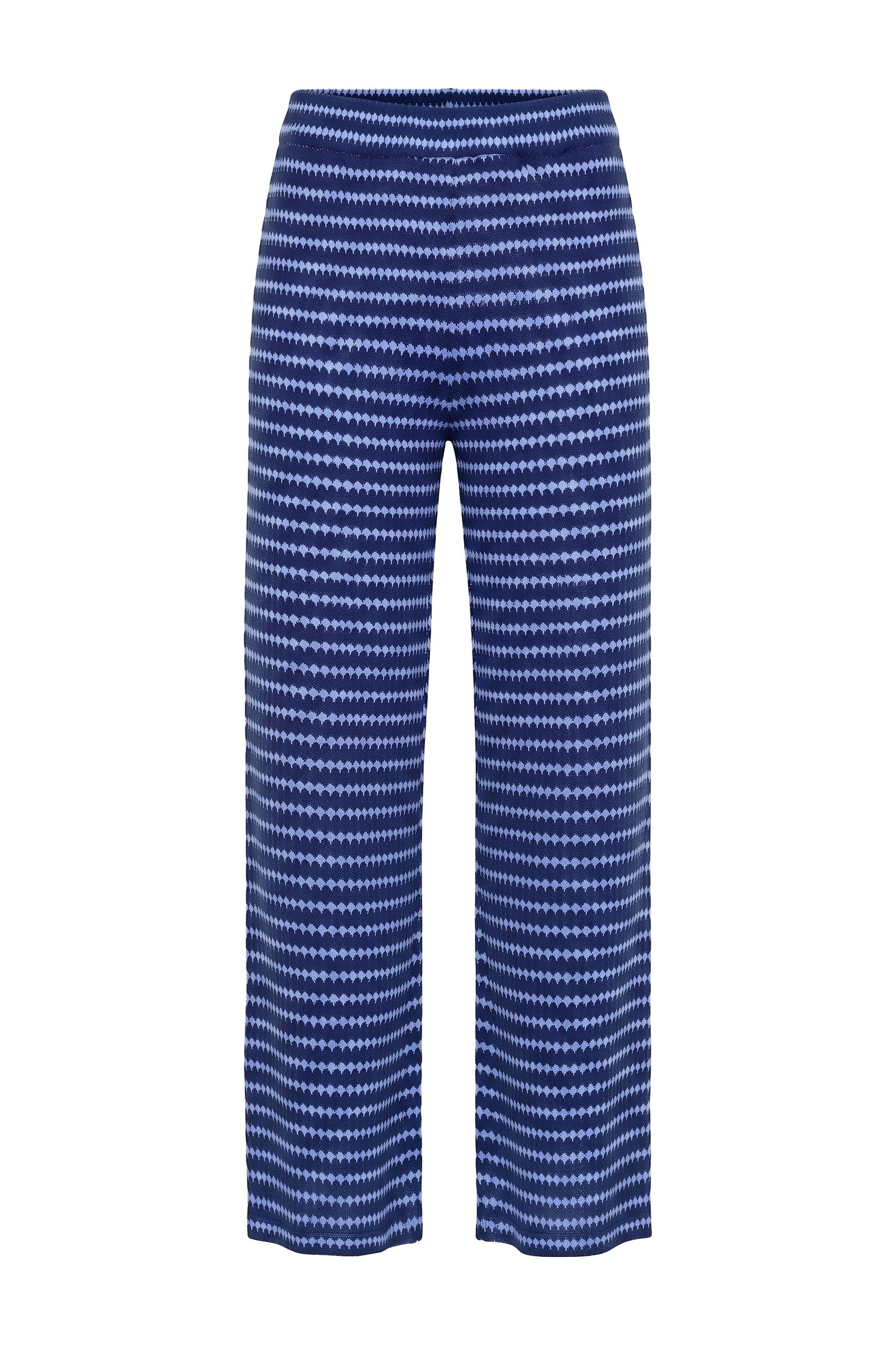 Studio Untold Schlupfhose Hose Wide Legs Struktur Muster Elastikbund