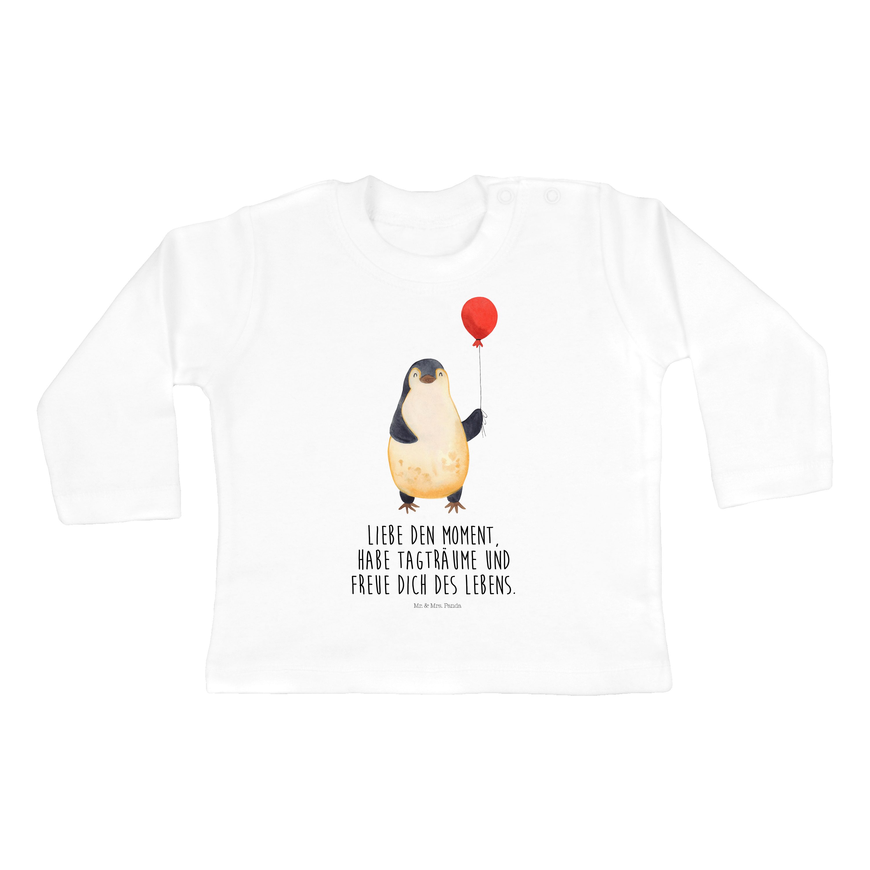 Mr. & Mrs. Panda Strampler Pinguin Luftballon - Weiß - Geschenk, Geschenkidee, Baby, Kind, Neust (1-tlg)