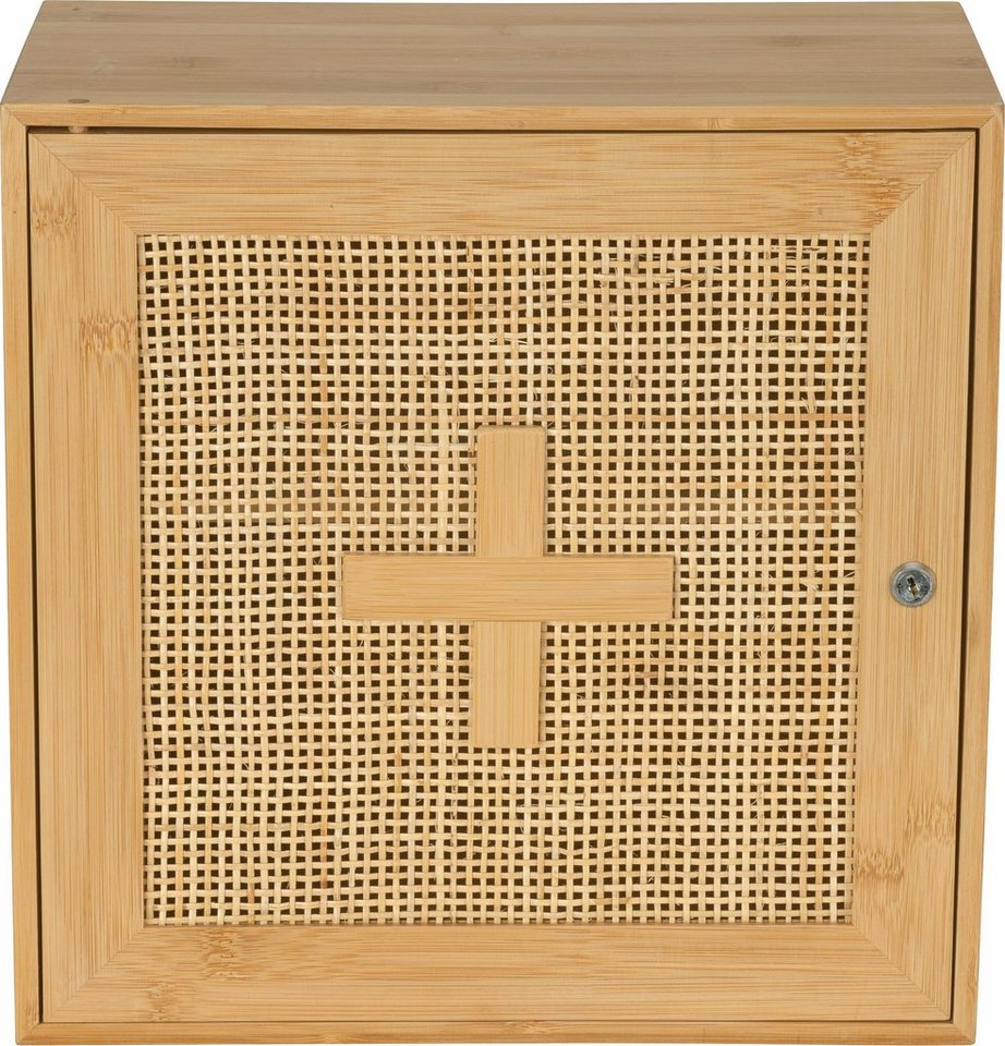 WENKO Medizinschrank Allegre aus Bambus und Rattan, (B x H x T): 30 x 30 x  17,8 cm. Bambus/Rattan