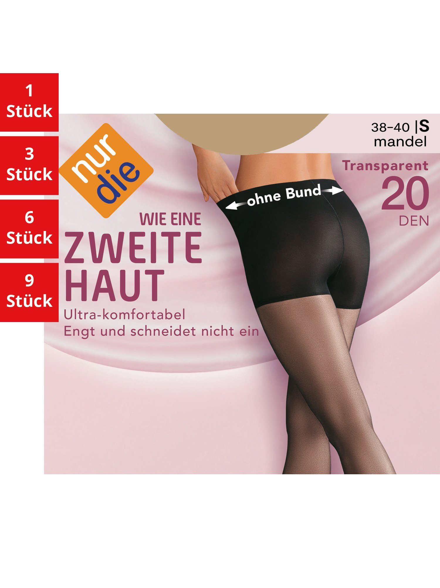 Nur Die Feinstrumpfhose Wie eine zweite Haut 20 DEN Damen (1er/3er/6er/9er Pack 1 St) nylon transparent Fein-strumpfhose frauen durchsichtig multipack seide mandel