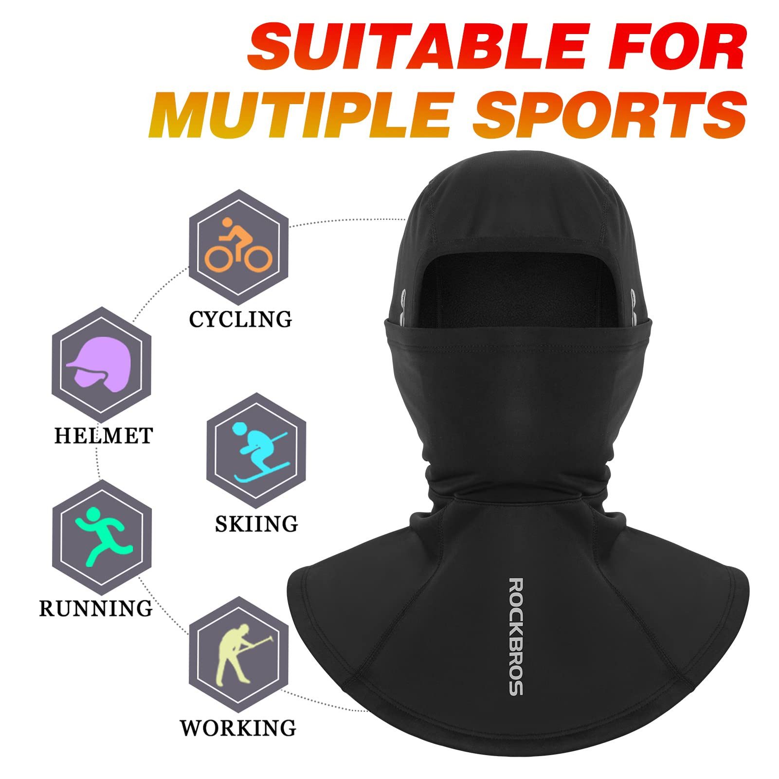 ROCKBROS Sturmhaube Winter Balaclava Radsport Sturmmaske Winddicht Atmungsaktiv brillöcher