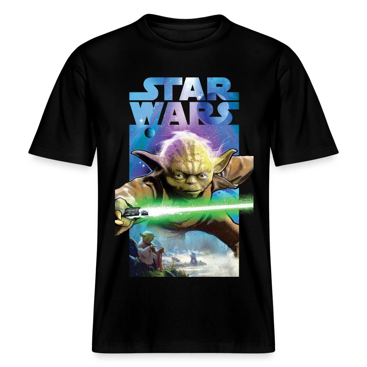 T-Shirt Star Wars Meister Yoda Und Grünes Lichtschwert Relaxed Fit Unisex T-Sh