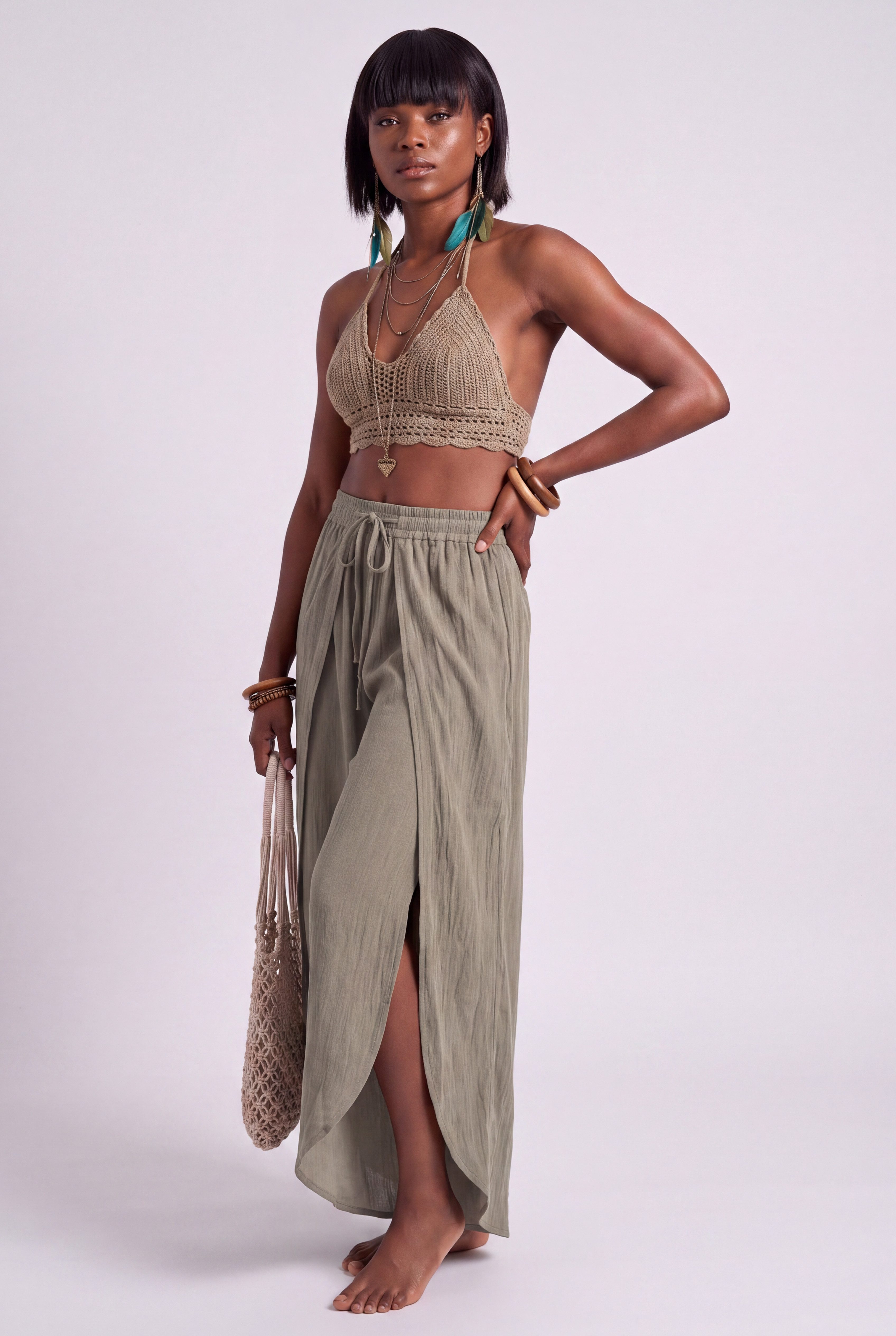 YC Fashion & Style Haremshose Boho Wickelhose im Lagenlook – Luftige Sommerhose Viskose mit elastischem Bund