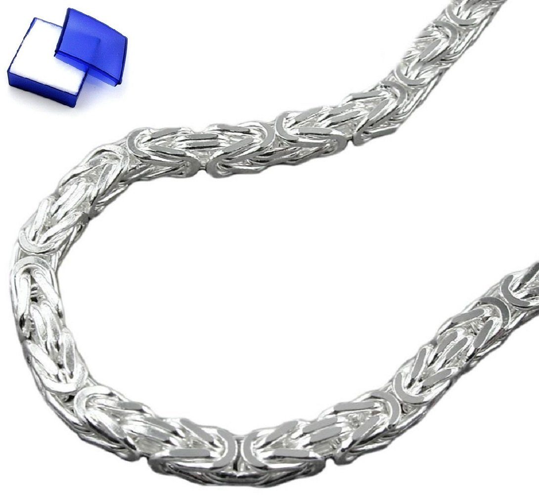 Herren Schmuck unbespielt Gliederarmband Armband Königskette vierkant glänzend 925 Silber 19 cm inklusive kleiner Schmuckbox, Si