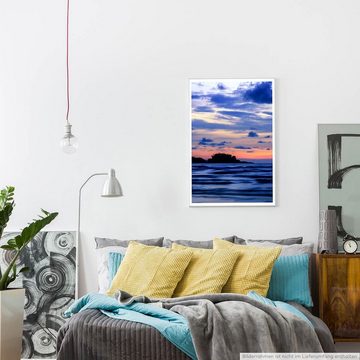 Sinus Art Poster Dunkelblau oranger Himmel über dem Meer 60x90cm Poster