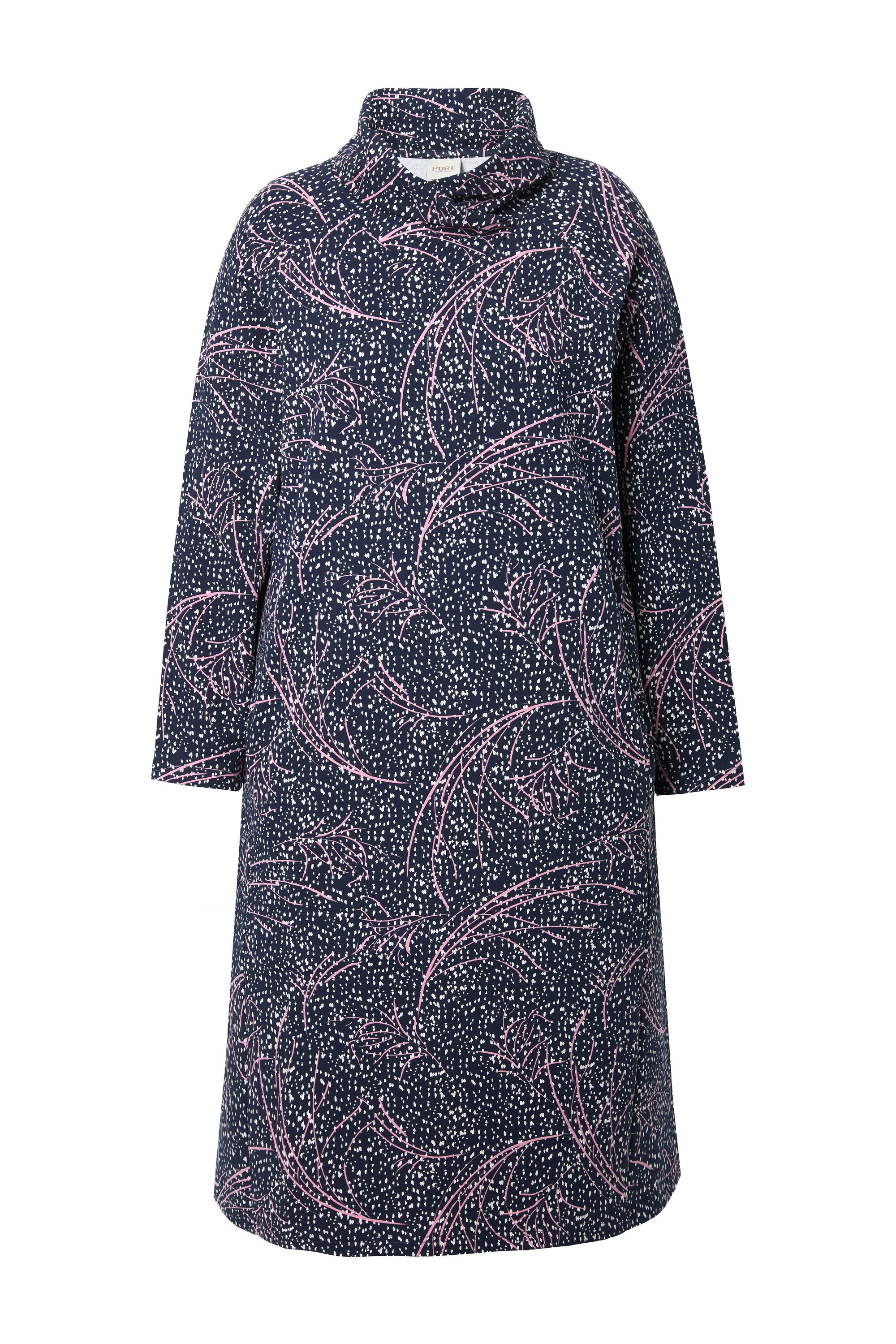 Midikleid Sweat-Midikleid Schalkragen Langarm Biobaumwolle