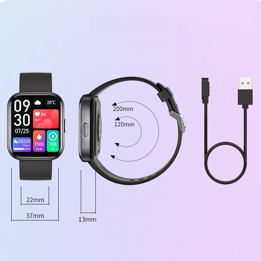 FELIXLEO Wasserdichte Smartwatch-Armband Telefonfunktion,2.0" Smartwatch GTS6 mit Uhr,IP68