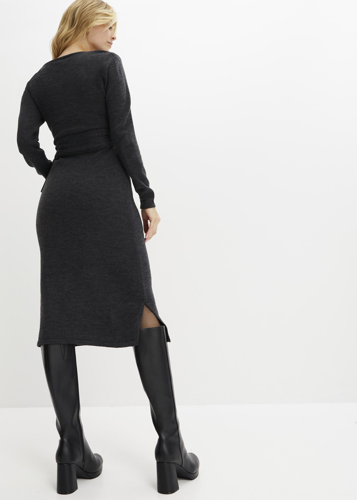 bonprix Strickkleid Midi-Strickkleid in Wickeloptik mit günstig online kaufen