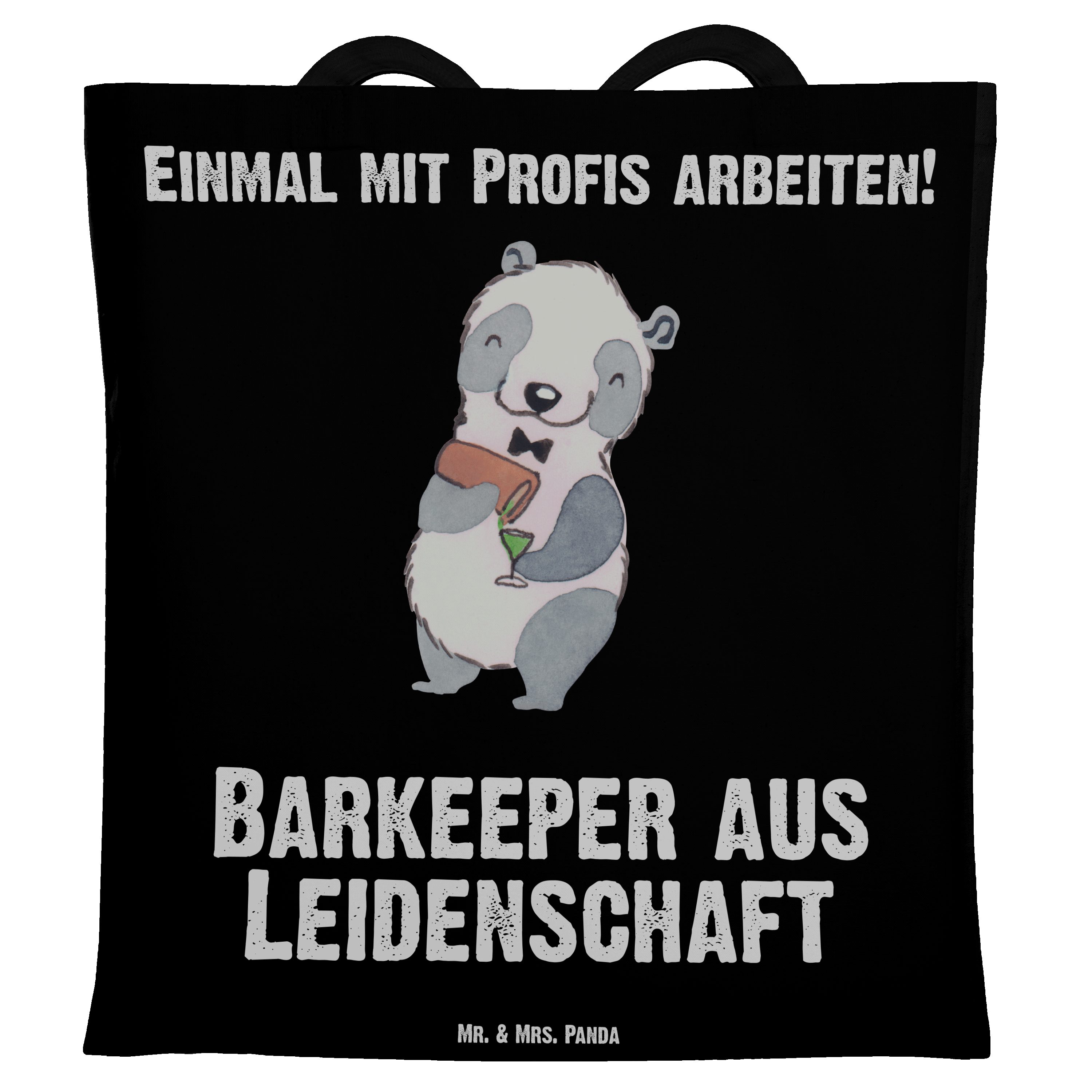 Leidenschaft Panda aus (1-tlg) - Geschenk, - Barmann, & Barkeeper Schwarz Mrs. Tragetasche Mr. Ausbildung,