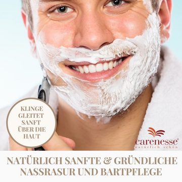 Carenesse Rasierseife aus Olivenöl & Lorbeeröl sehr pflegend ohne Zusatzstoffe Rasurseife, Rasur- & Bartpflege für sensible Haut Rasier Seife barbersoap