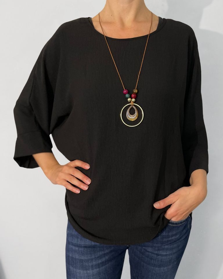 Kurzarmbluse - Bluse LUZ- 3/4 Arm Bluse - gratis Kette