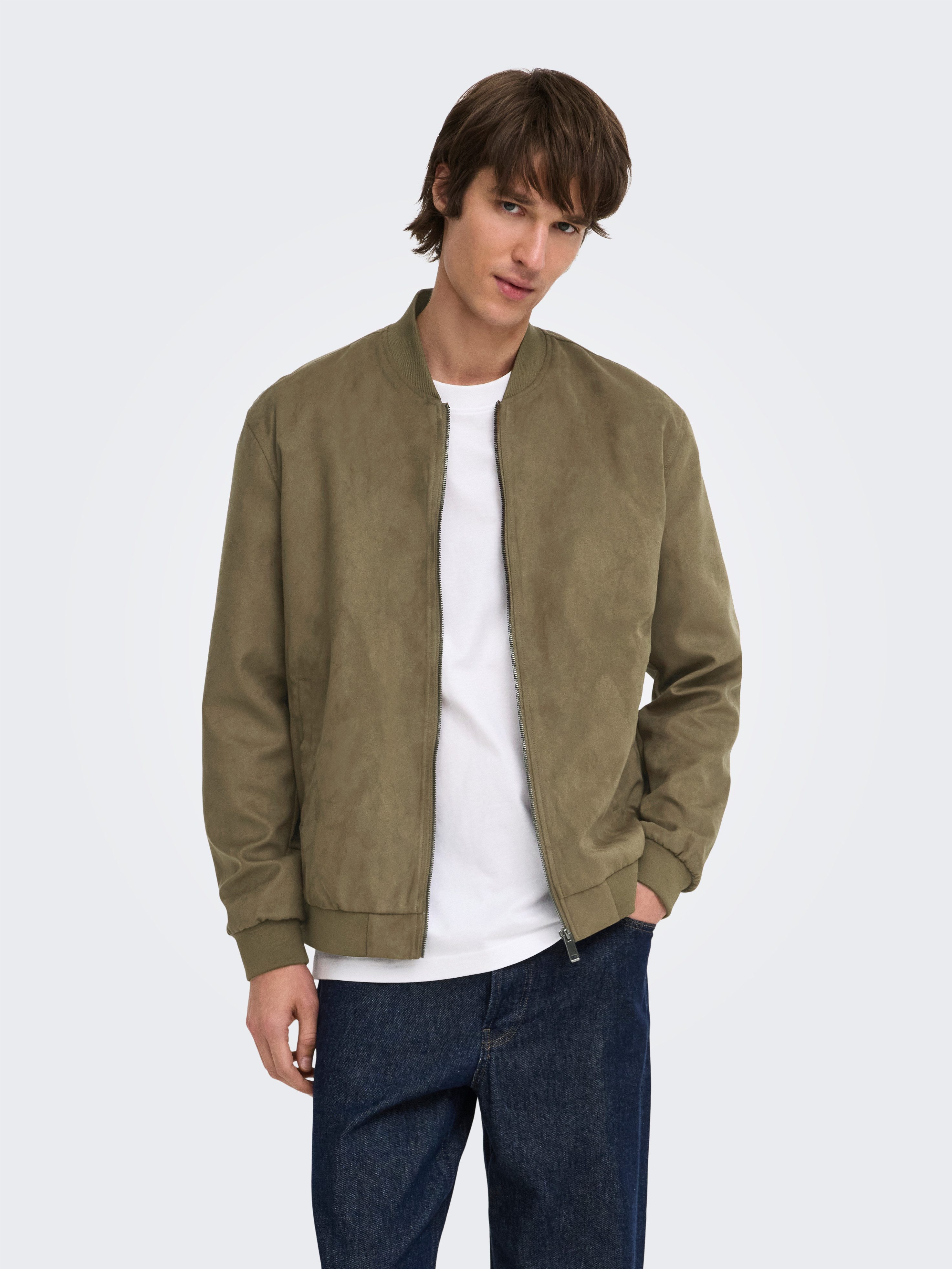 ONLY & SONS Blouson ONSLUCAS FAKE SUEDE BOMBER OTW Polyester, regular fit