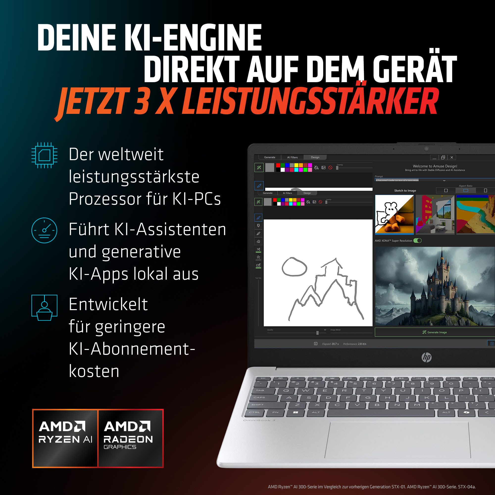 HP OmniBook 3 NG AI Notebook (39,62 cm/15,6 Zoll, AMD Ryzen™ AI 7 350, Radeon 860M, 16 GB, 512 GB SSD)
