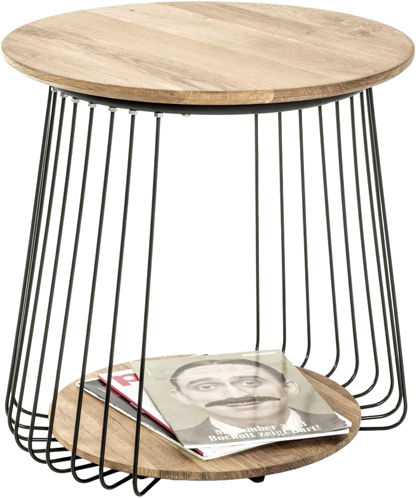 HAKU Beistelltisch Sofatisch, Wohnzimmertisch (1-St), rund - aus Massivholz Braun - Ø/H 50/52 cm