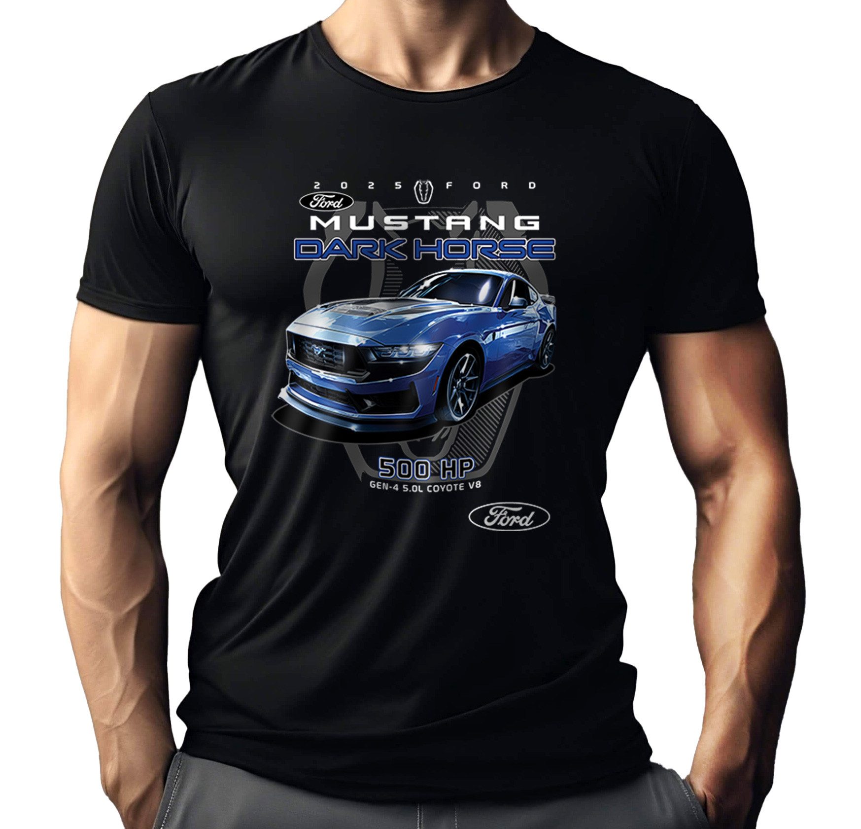GASOLINE BANDIT® T-Shirt für Mustang Fans: Dark Horse - Original Ford Lizens