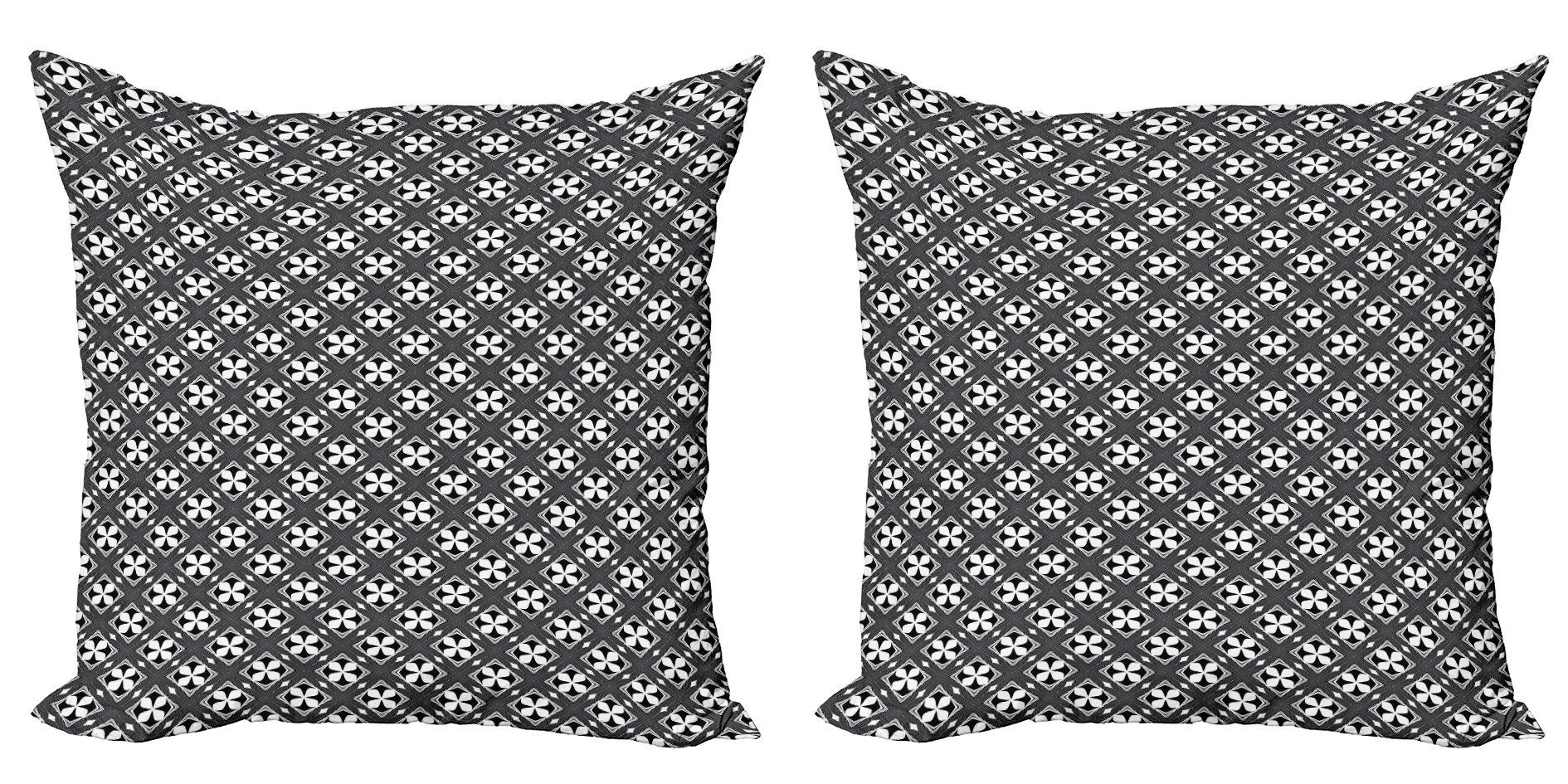 Blütenblätter Digitaldruck, Kissenbezüge und Stück), Accent (2 und Schwarz Doppelseitiger Rhombus Modern weiß Abakuhaus
