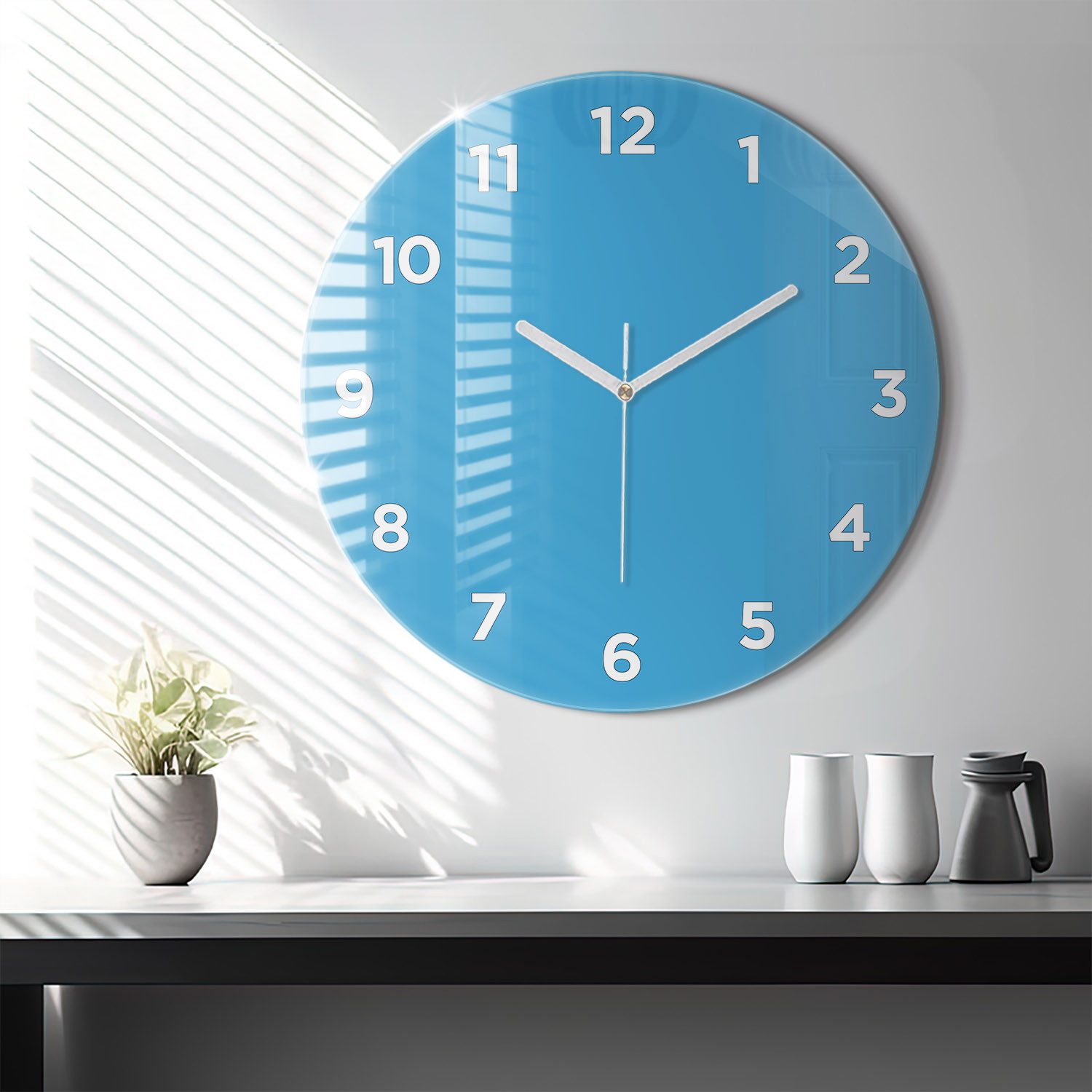 Tulup Wanduhr Modernistische Runde Glasuhr 60cm Uhr aus Gehärtetem Glas
