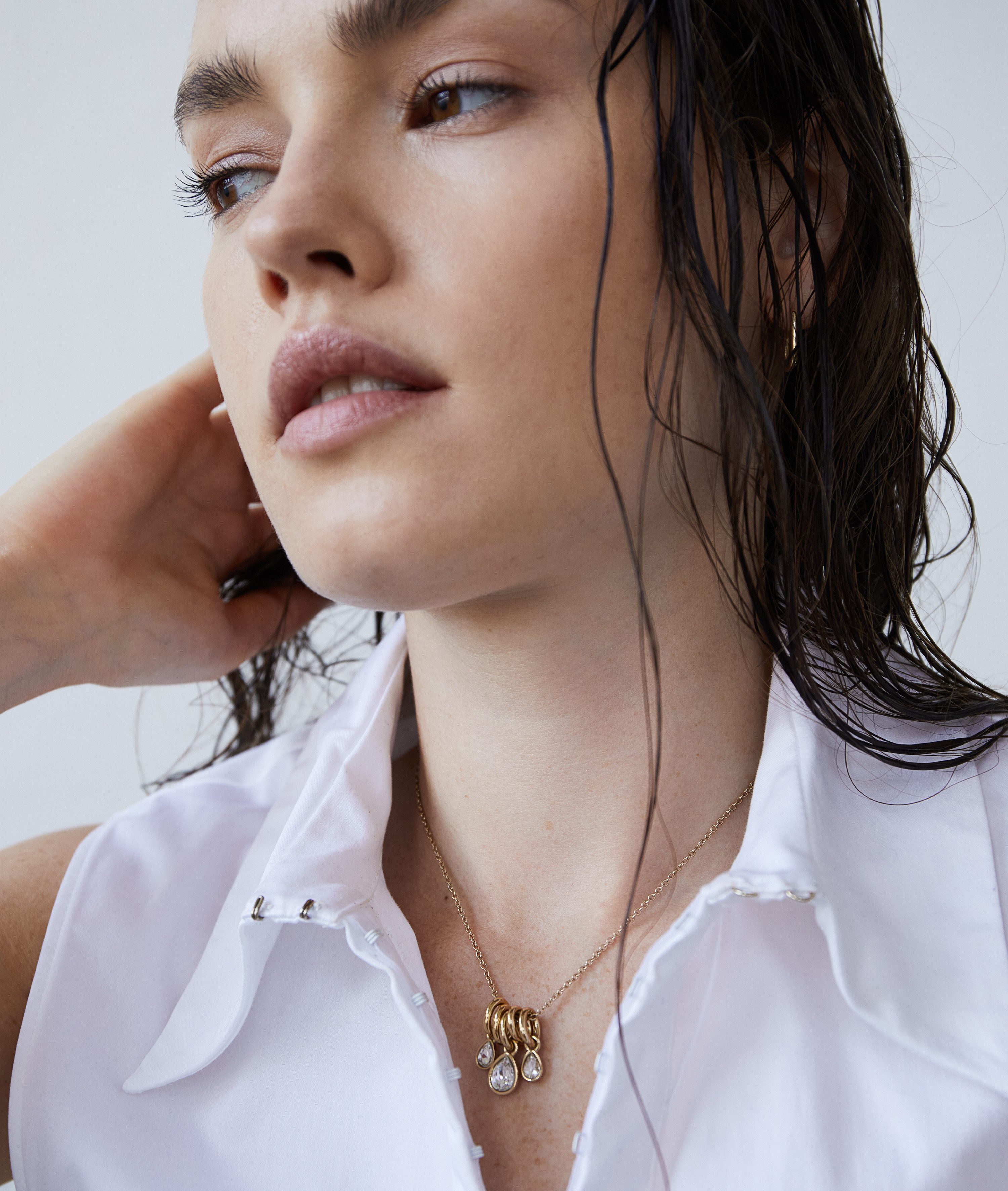 Echtzeit Paar Creolen Schmuck Geschenk Edelstahl Ohrringe Like Diamonds Tropfen, mit Zirkonia (synth) - Einhänger abnehmbar – Bild 5 von 5