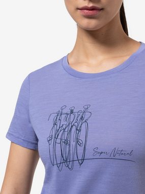 SUPER.NATURAL T-Shirt für Damen, Merino BIKE ART Farrad Motiv, atmungsaktiv