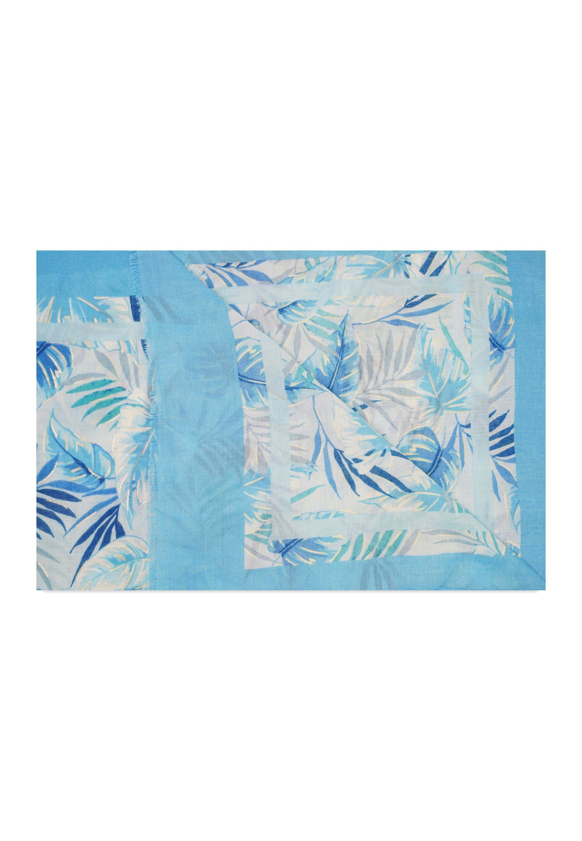 Harpa Botanik-Print silberfarben SEDA, mit und Metallic-Effekt blau, Modeschal