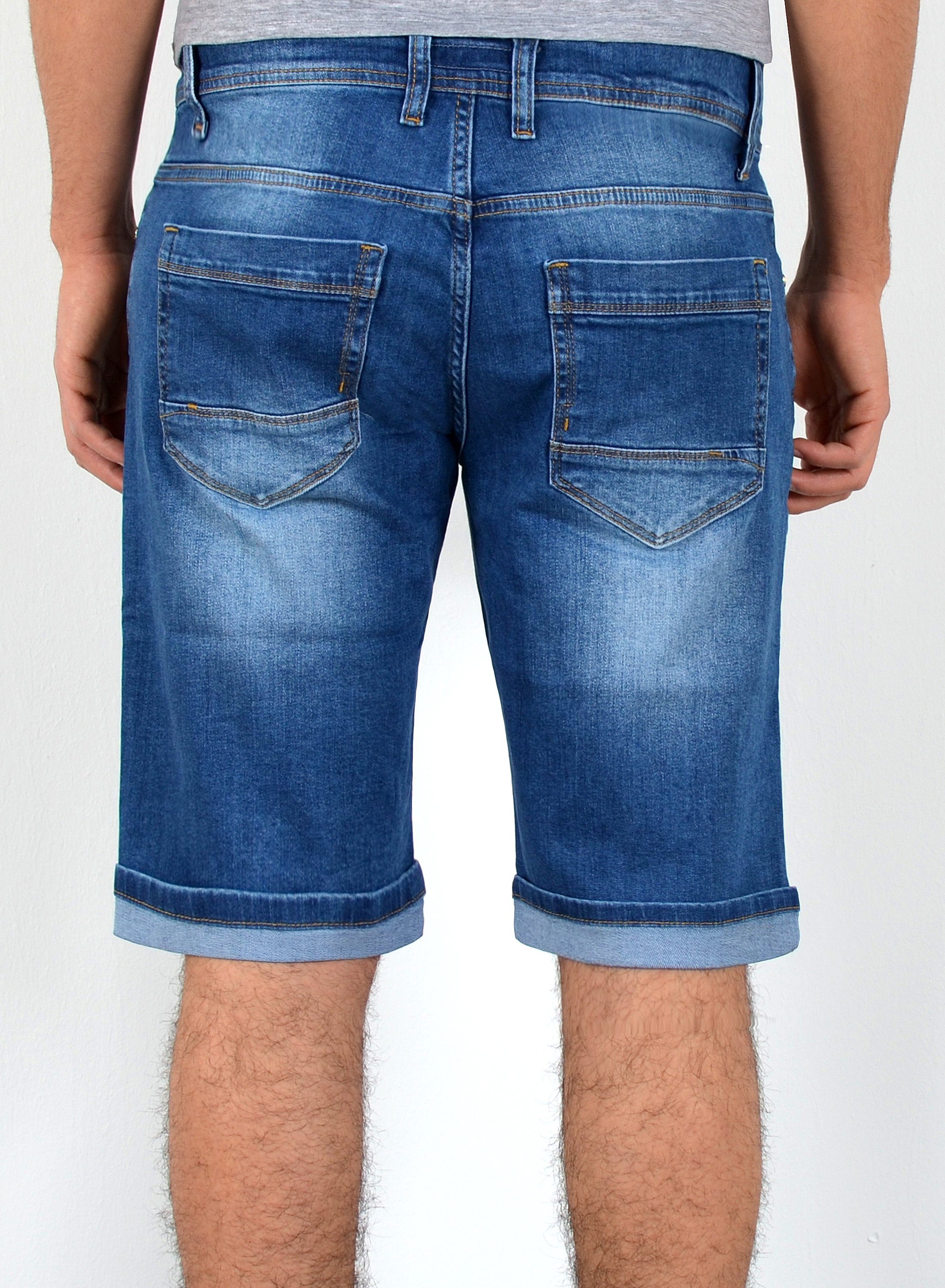 ESRA Jeansshorts Jeans Shorts Herren Jeansshorts Stretch Sommer Hose bis Übergröße Herren Jeans Shorts Herren Sommerhose Stretch Hose Herren Capri Jeans