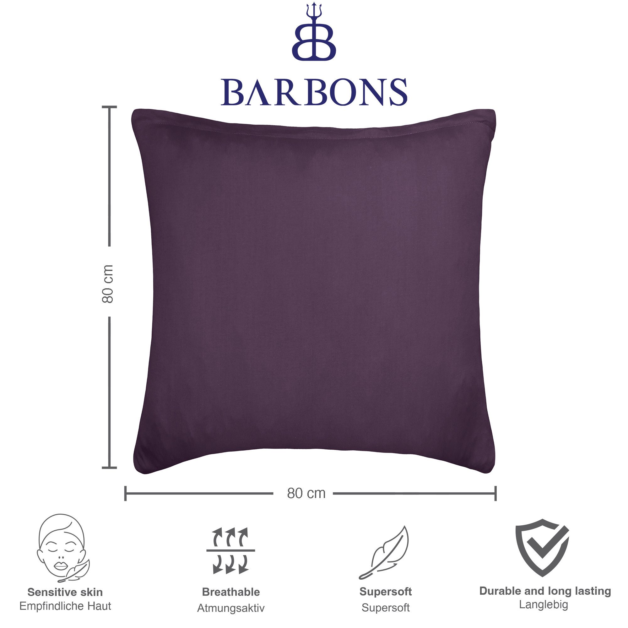 BARBONS Kissenbezug 100% Baumwolle Kissenbezug, weiche Kopfkissenbezug, Kissenhülle, (2 Stück), 165 g/m², Jersey – Bild 5 von 5