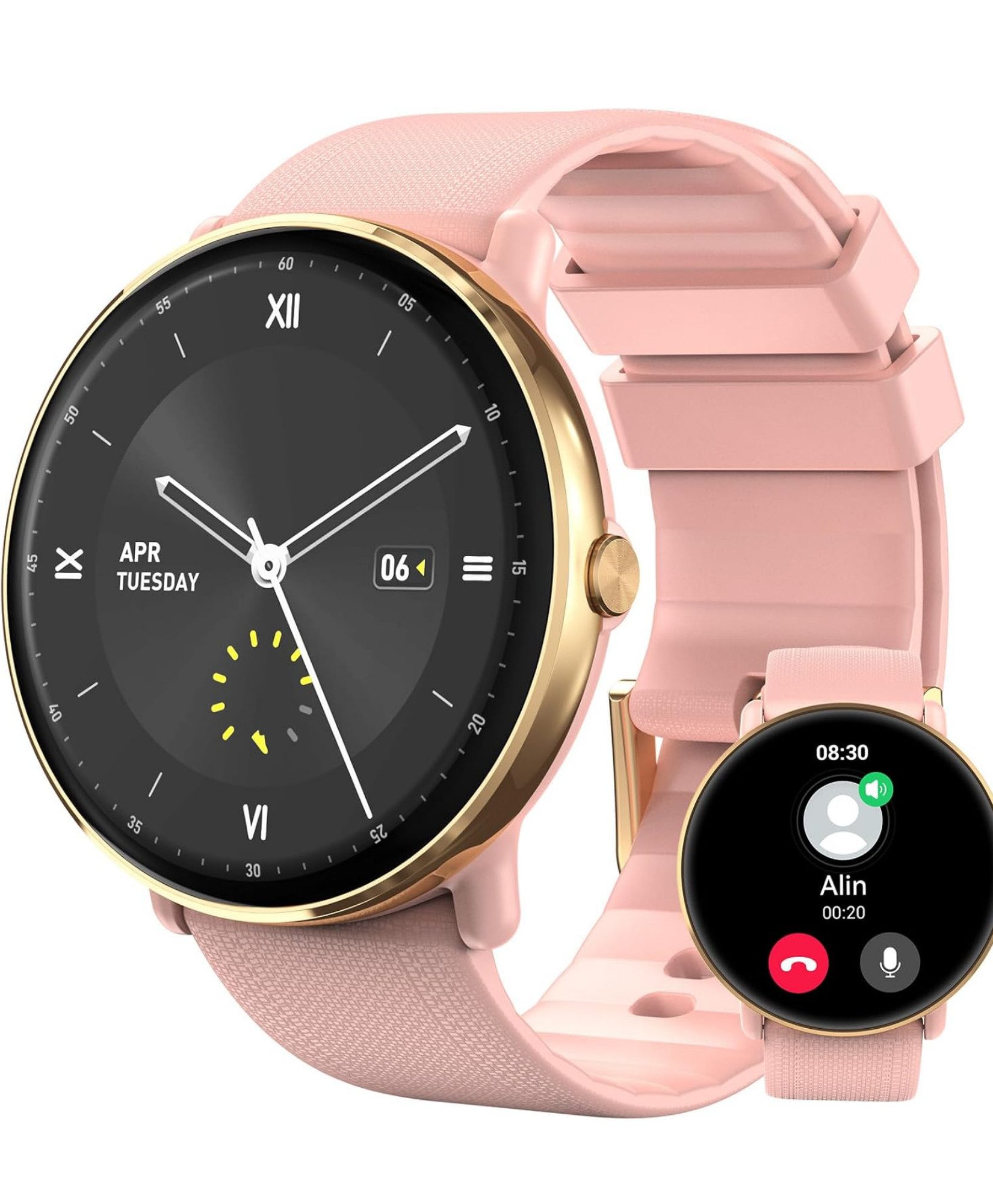 Vivitar Damen & Herren – Fitnessuhr mit Bluetooth-Telefonie, AMOLED-Display Smartwatch 25 Tage Standby, kompatibel mit iOS und Android, Schnellladefunktion, Zyklusverfolgung, Musiksteuerung, über 290 Zifferblätter, 260-mAh-Akku, 111 Sportmodi, IP68-Wasser