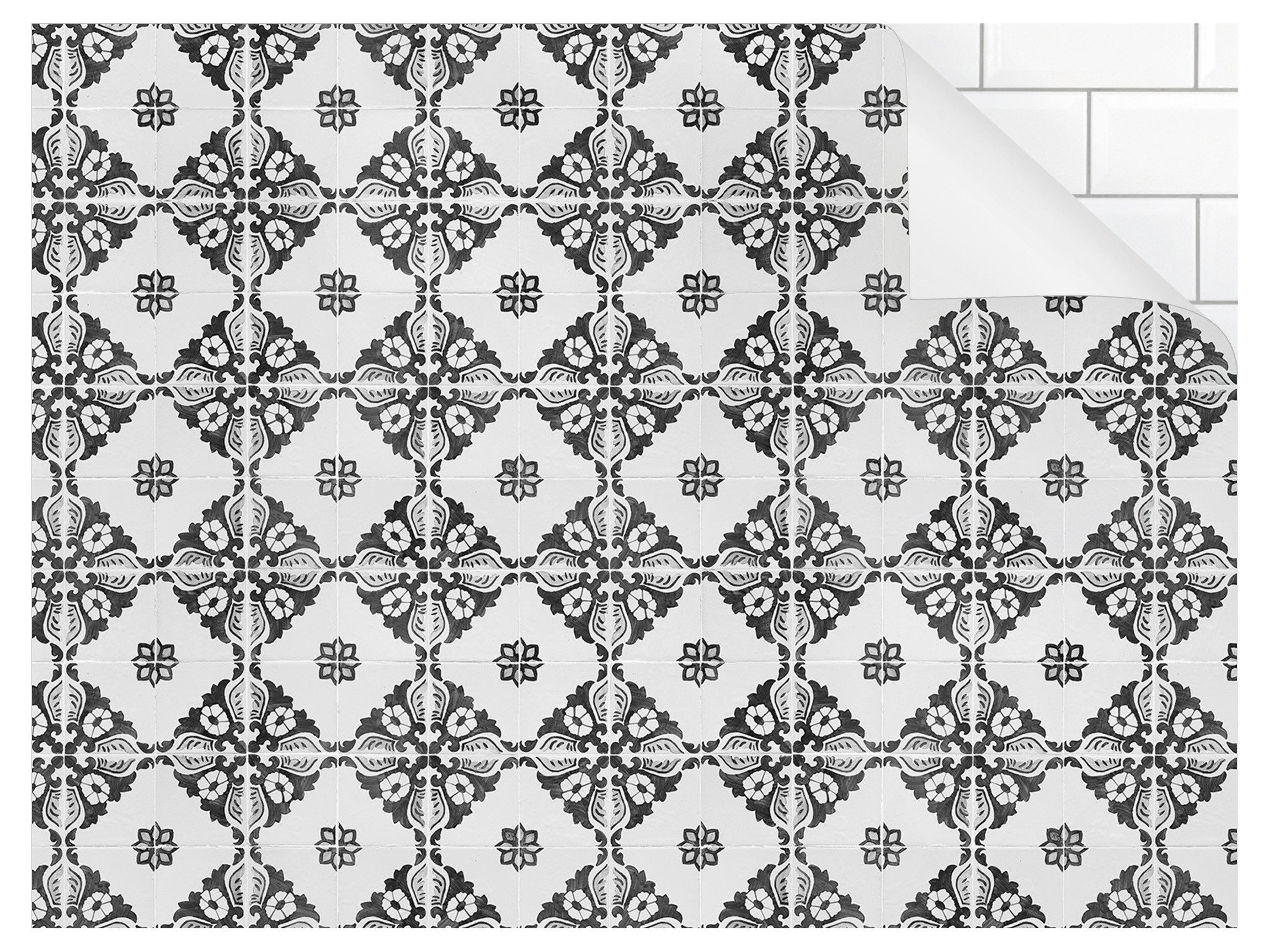 Bilderdepot24 Küchenrückwand selbstklebend schwarz weiss mit Motiv Vintage, (1-tlg., Nischenrückwand - für Fliesenspiegel ohne Bohren - matt), Nischenrückwand Fliesenoptik fugenlos Wandpaneel Küche Herd