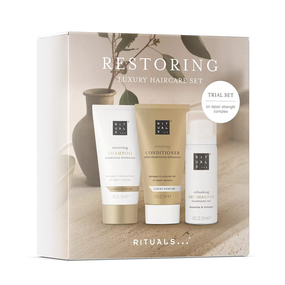 Rituals Pflege-Geschenkset Rituals Restoring Luxury Hair Care Set, 3-tlg., Pflegendes Set für gesundes, kräftiges Haar