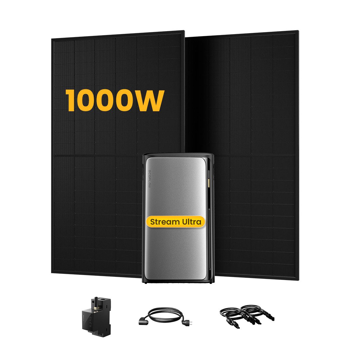 Ecoflow Balkonkraftwerk 1000W/2000W EcoFlow Stream Ultra 1,92 kWh, All-in-One Speicher, (mit Smart Meter), 2000 W Solareingang (4 MPPTs) mit integriertem Mikro-Wechselrichter