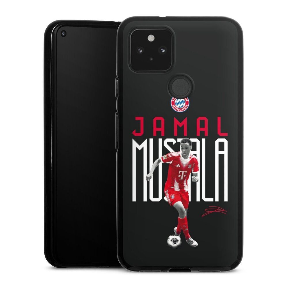 DeinDesign Handyhülle FC Bayern München Jamal Musiala Offizielles Lizenzprodukt, Google Pixel 5 Silikon Hülle Bumper Case Handy Schutzhülle