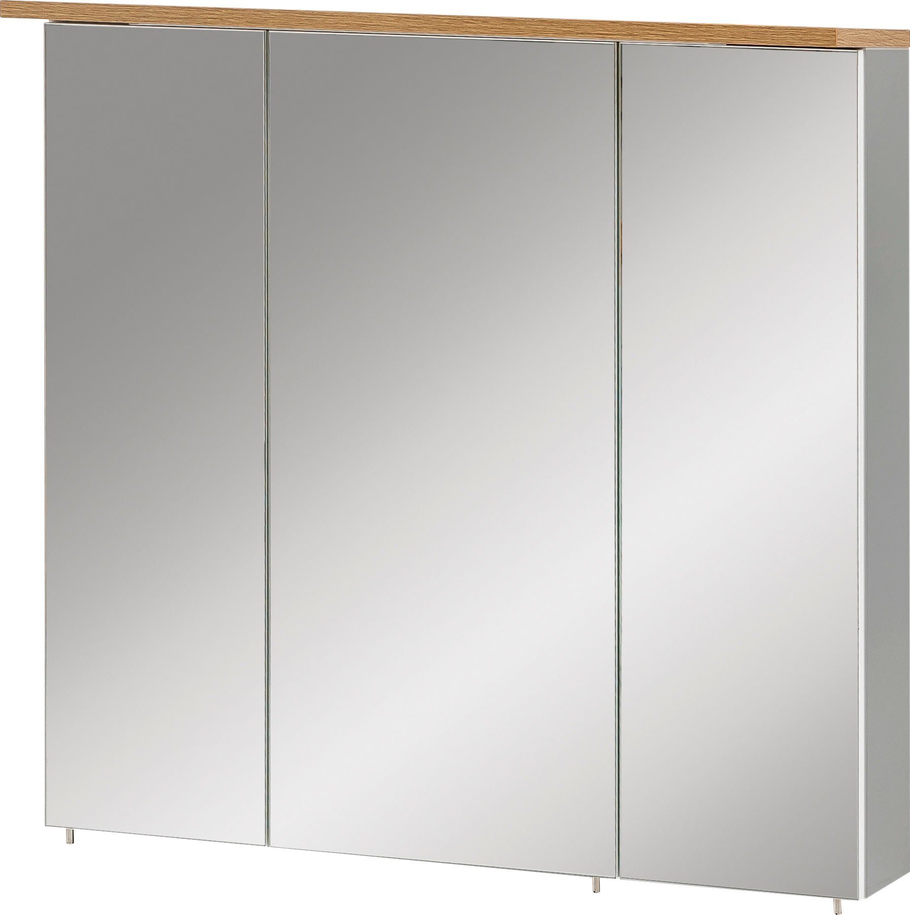 Schildmeyer Spiegelschrank Profil Breite 70 cm, 3-türig, LED-Beleuchtung,  Schalter-/Steckdosenbox, Grösse: BxHxT ca.: 70,5 x 72,5 x 16-24 cm