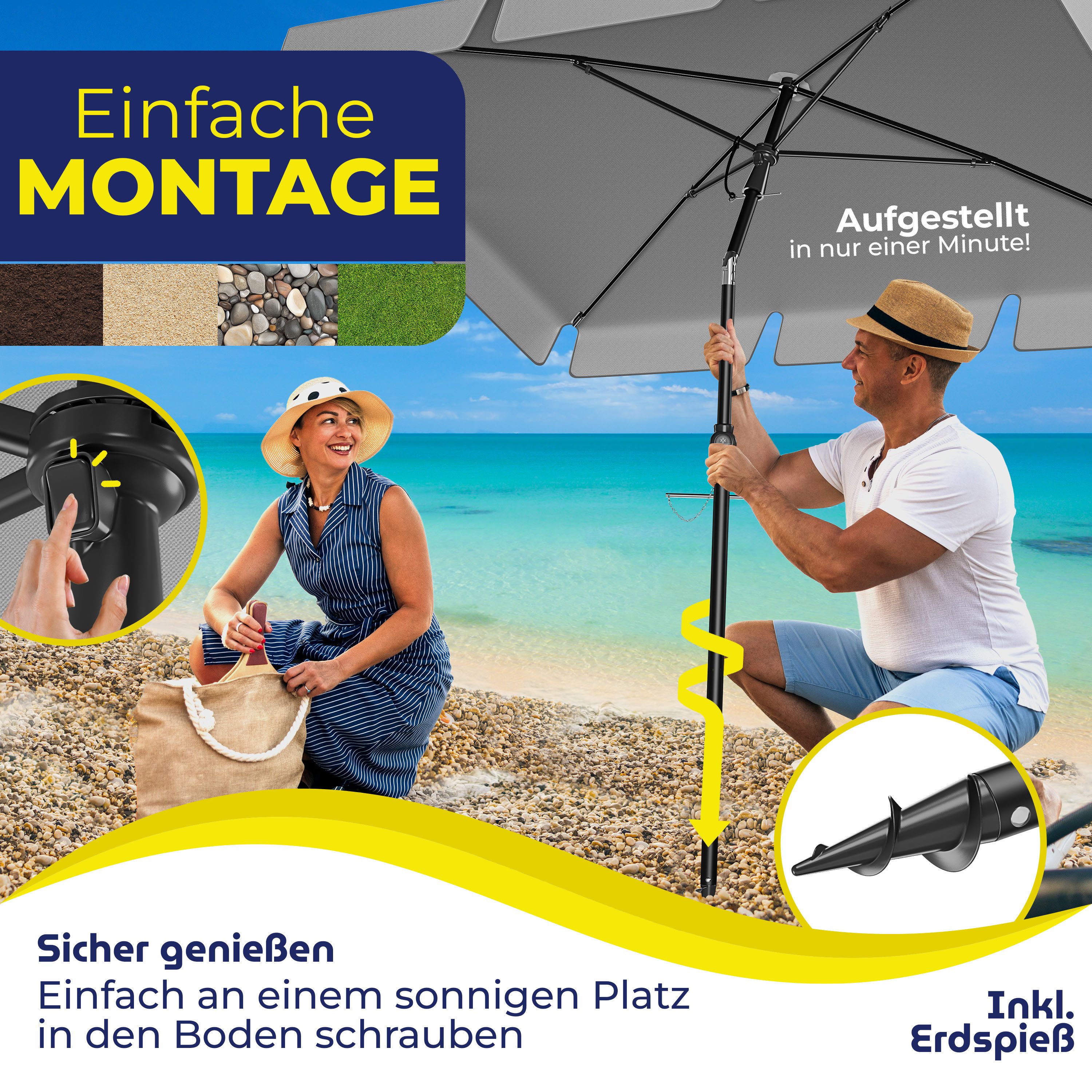 KESSER Sonnenschirm, Sonnenschirm Rechteckig Inkl. 2in1 Abdeckung Transporttasche