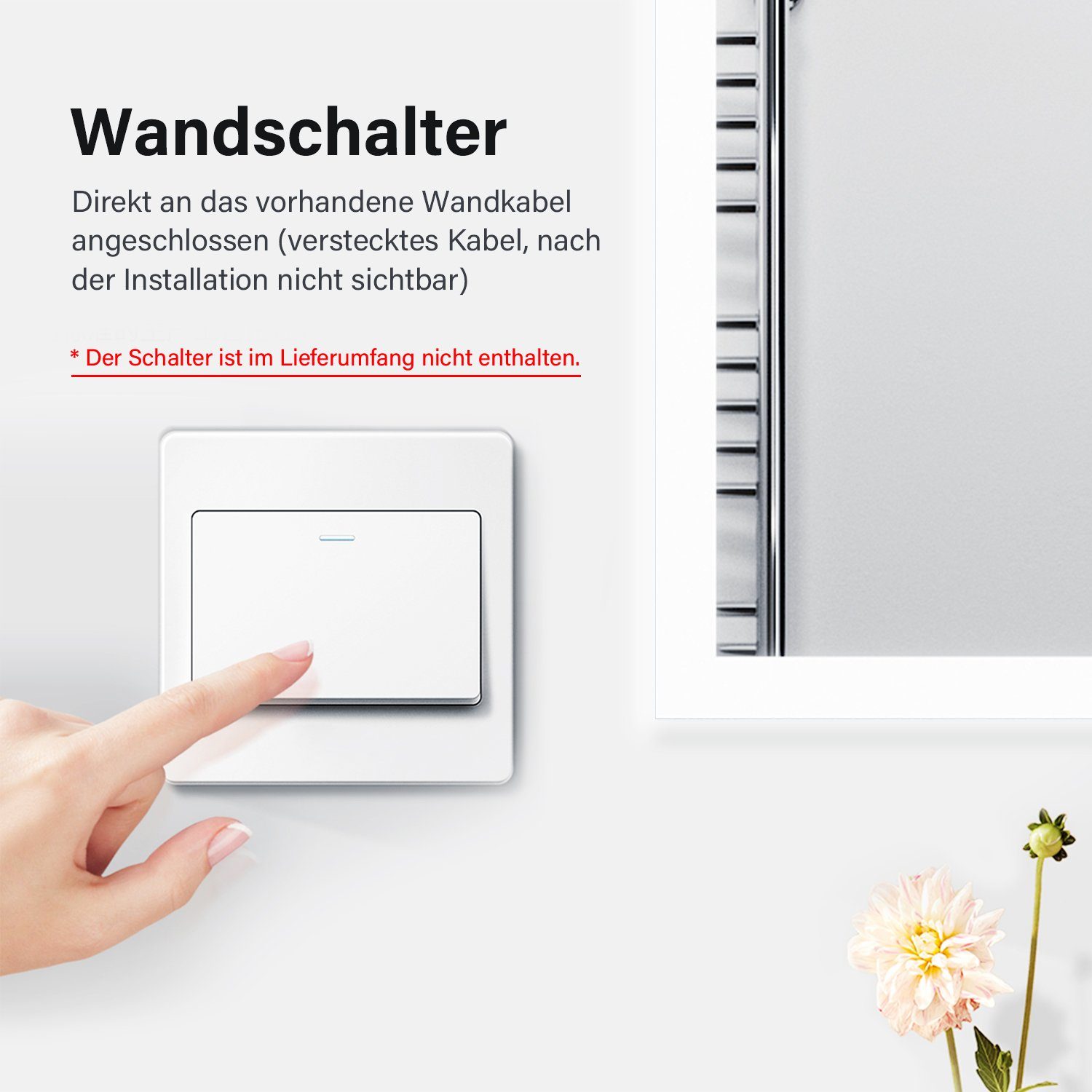 Wandspiegel LED mit Badezimmerspiegel Beleuchtung SONNI IP44 Kaltweiß Badspiegel