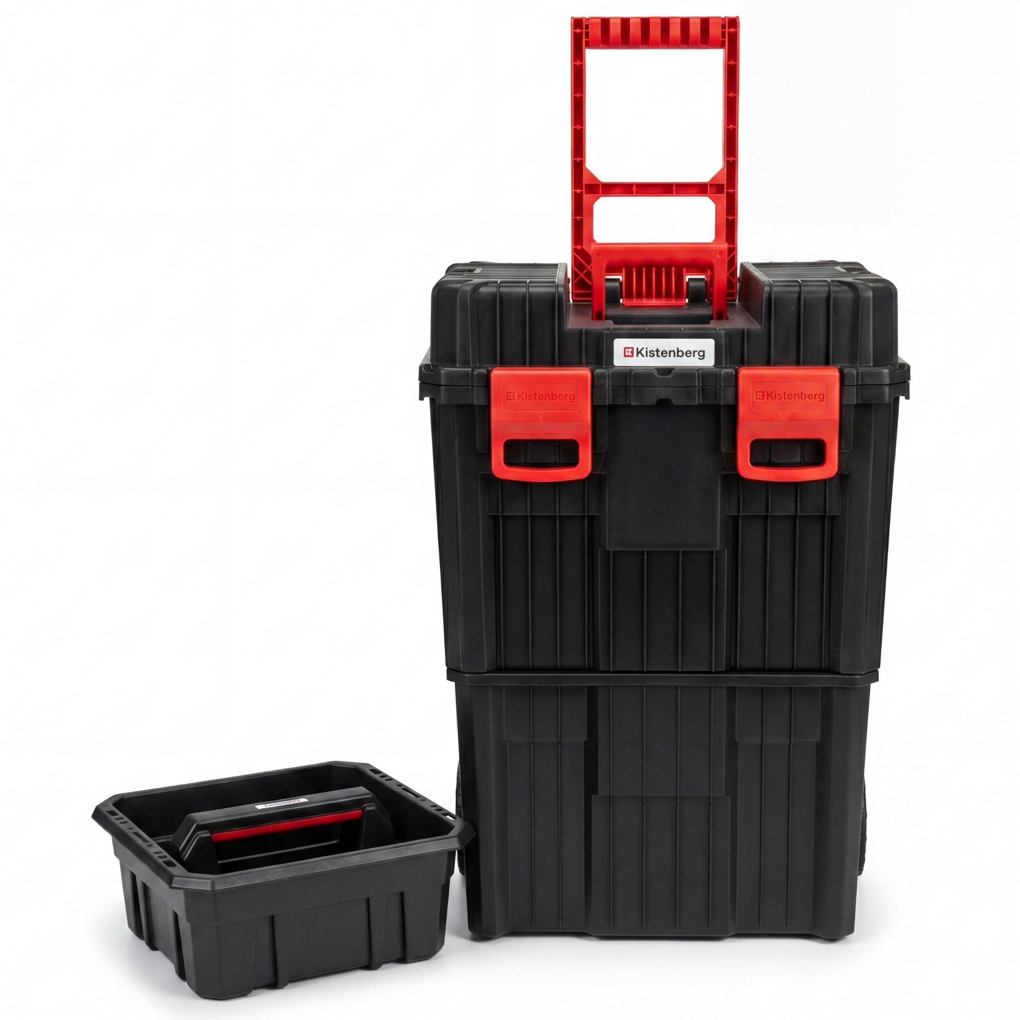 BigDean Werkzeugkoffer Werkzeugtrolley XL 2in1 mit Großen Rädern Robust und 2 Deckelfächer (Stück, 1 St., Werkzeugtrolley), Flexibel, Rollbar, Staubgeschützt, Extra viel Stauraum