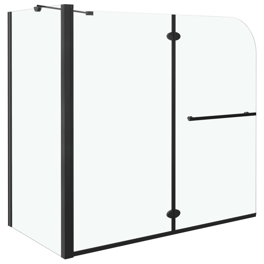 vidaXL Badewannenaufsatz, Wannenaufsatz 2-fach Faltbar ESG 120x68x130 cm Schwarz