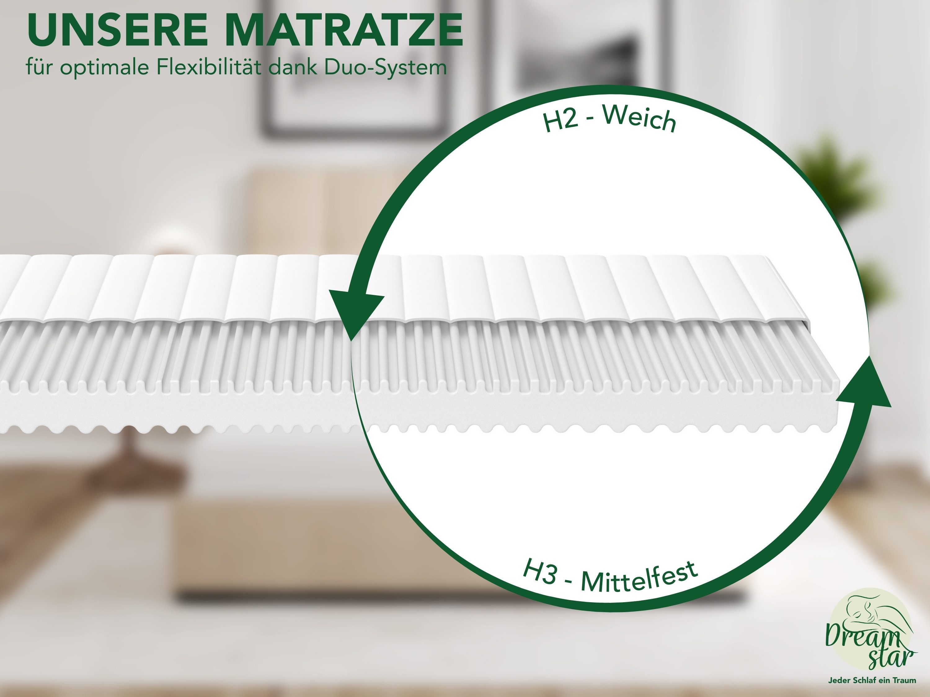 Kaltschaummatratze 7-Zonen Simple Flex - H2/H3 - 80x200 90x200 120x200 140x200 180x200, Dreamstar, ergonomisch & atmungsaktiv - verschiedene Größen und Höhen – Bild 4 von 5