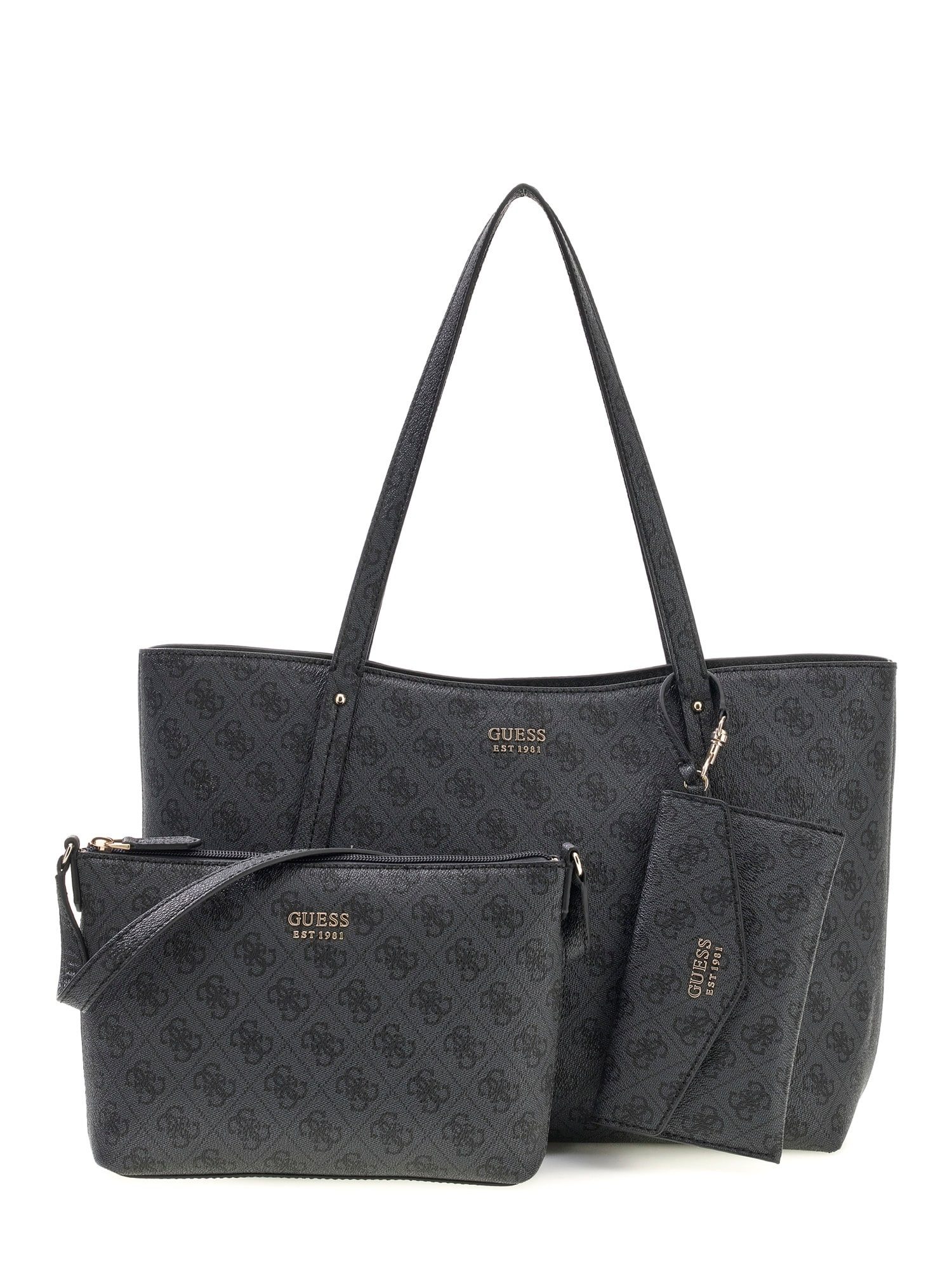 Guess Shopper BRENTON TOP ZIP TOTE (Set, 3-tlg), Große Damen-Umhängetasche, Etui und Innentasche