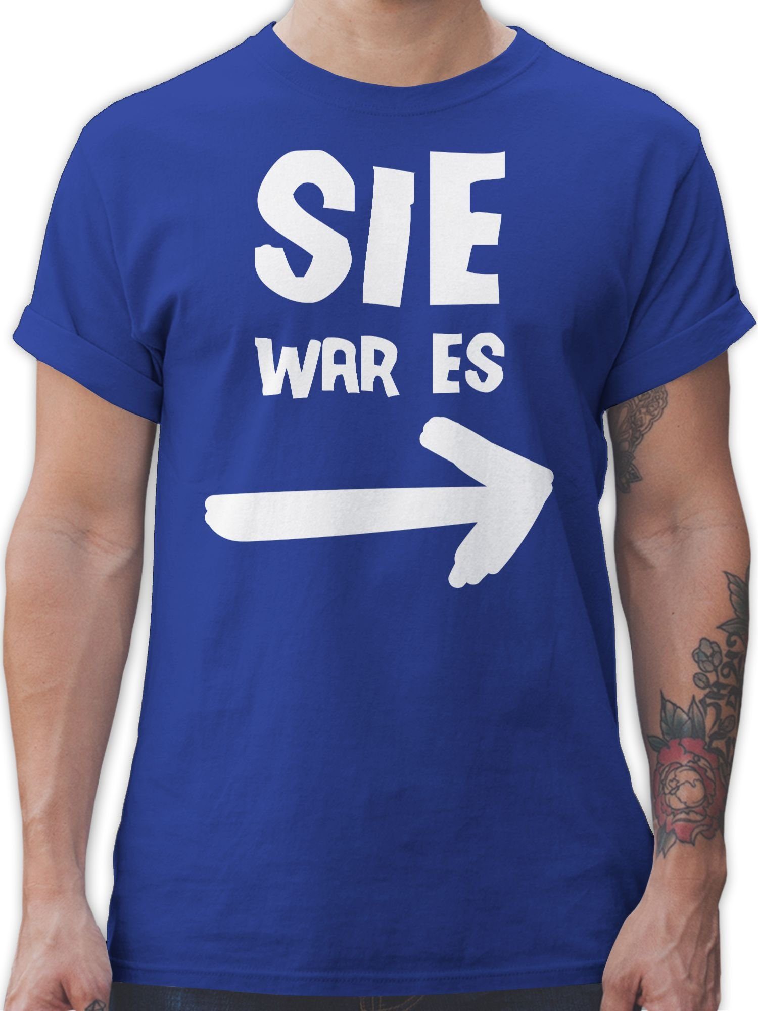 Shirtracer T-Shirt Royalblau mit 3 Statement war Spruch es Sprüche Sie