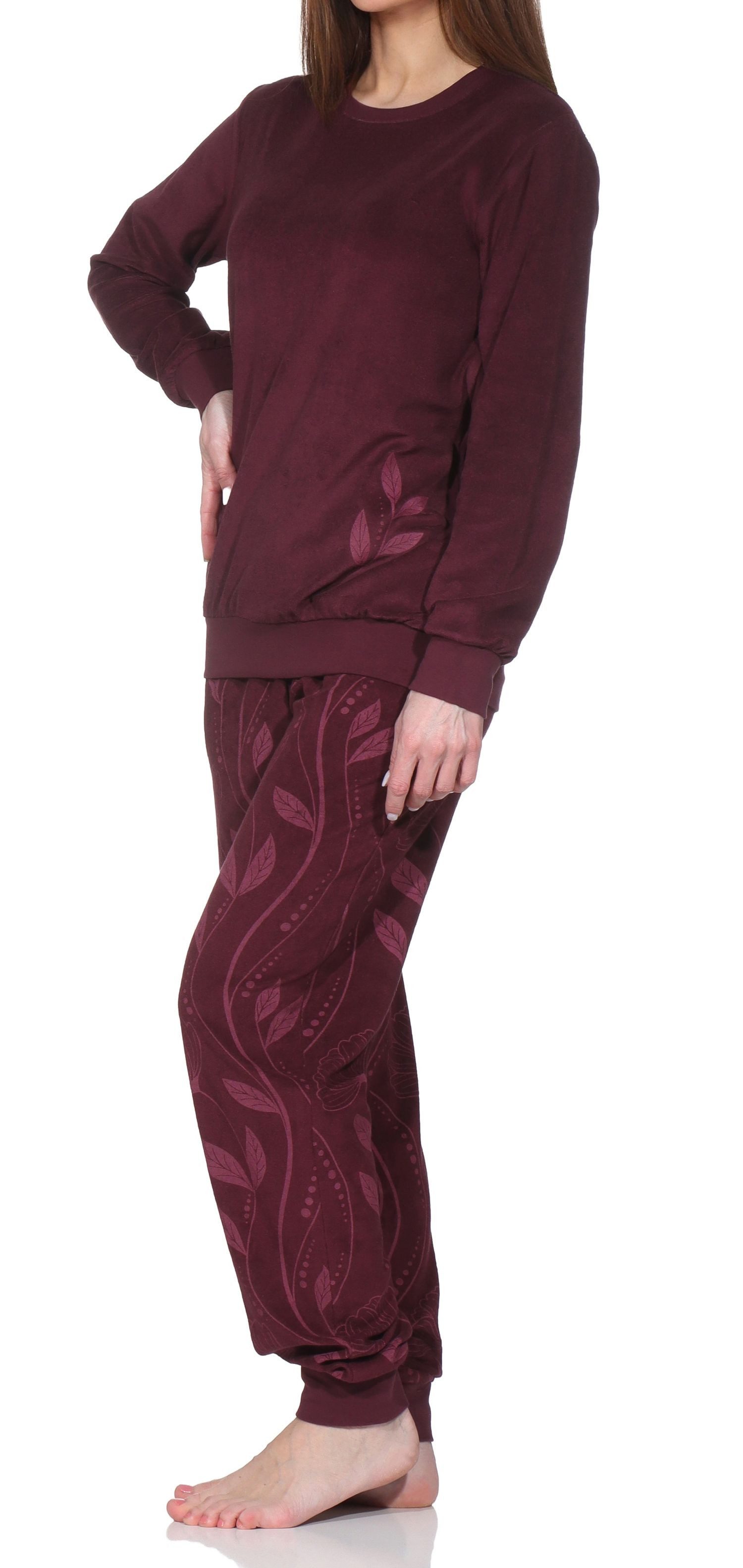 Normann Pyjama Normann Damen Frottee Schlafanzug lang mit Bündchen in edler Optik – Bild 5 von 5