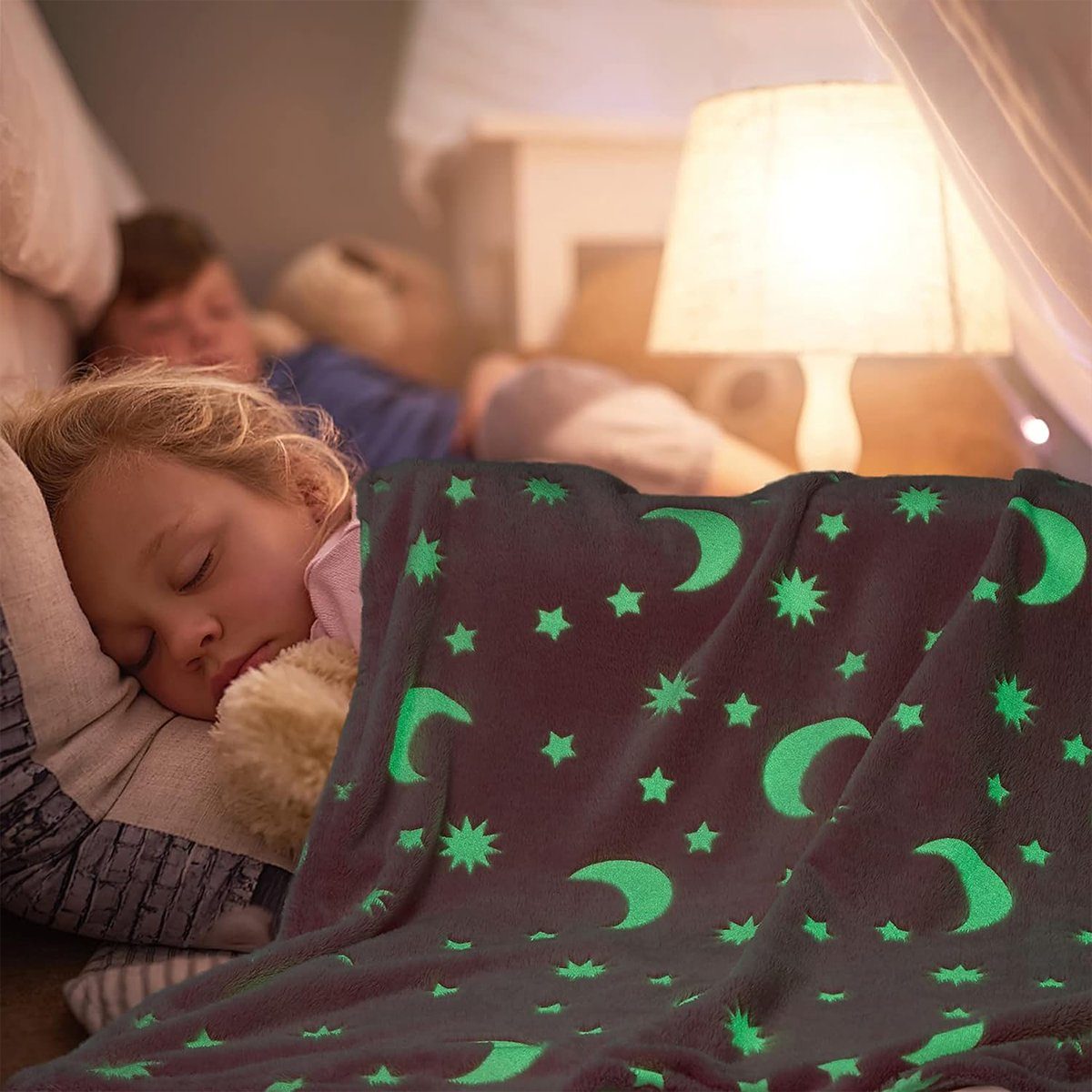 Decke leuchtenden Glow Dark in mit Deckenleuchten für Kuscheldecke, und Lila the Kinder XDeer 150x200cm Decke leuchtende Erwachsene Sternen Kinder