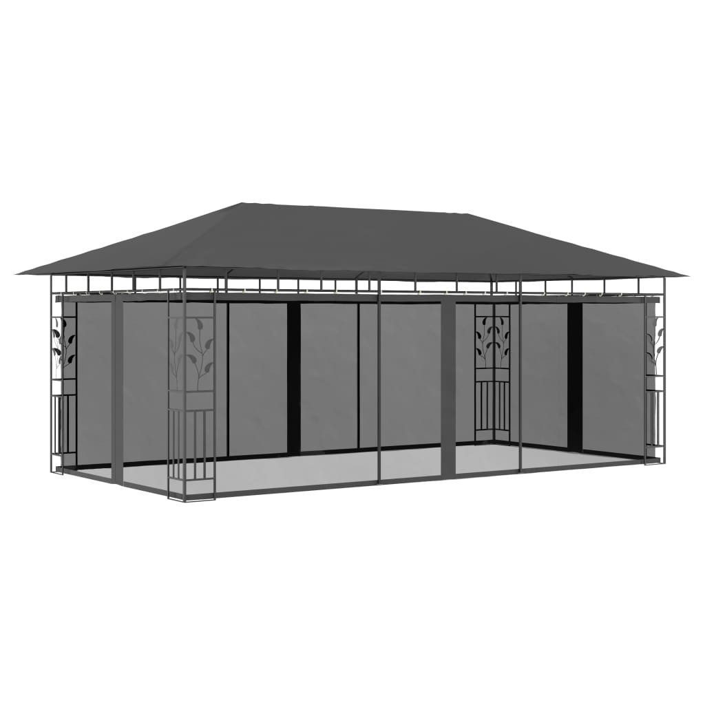 Pavillon Pavillon Gartenzelt mit Moskitonetz 6x3x2,73 m Anthrazit