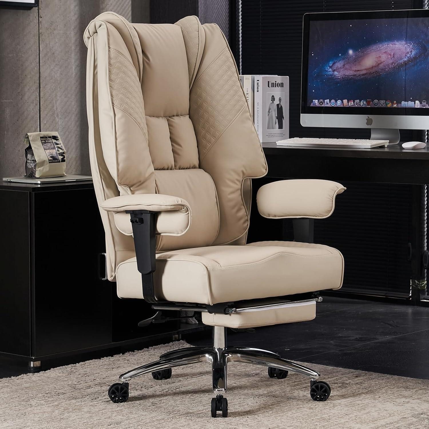LuxusKollektion Bürostuhl Ergonomischer Chefsessel mit hoher Rückenlehne Armlehnen Breiter Sitz