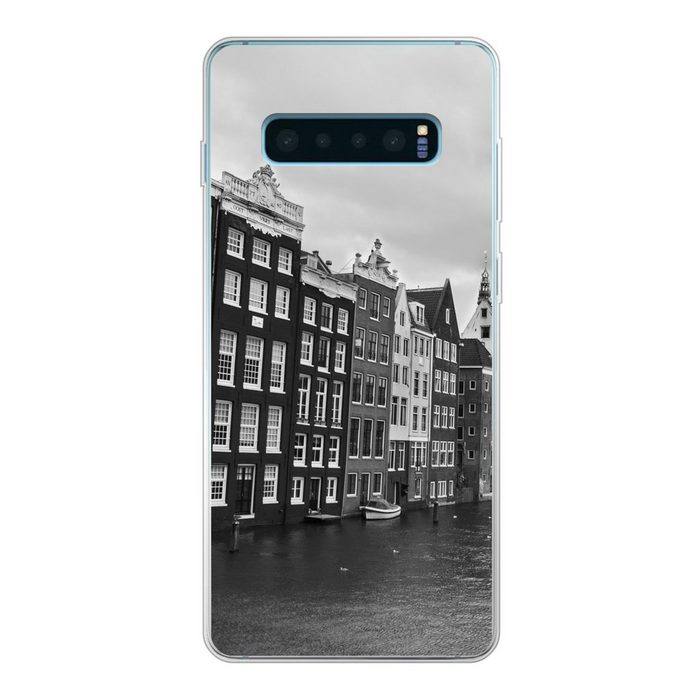 MuchoWow Handyhülle Amsterdam Grachten Schwarz-Weiß-Fotodruck Phone Case Handyhülle Samsung Galaxy S10 Lite Silikon Schutzhülle