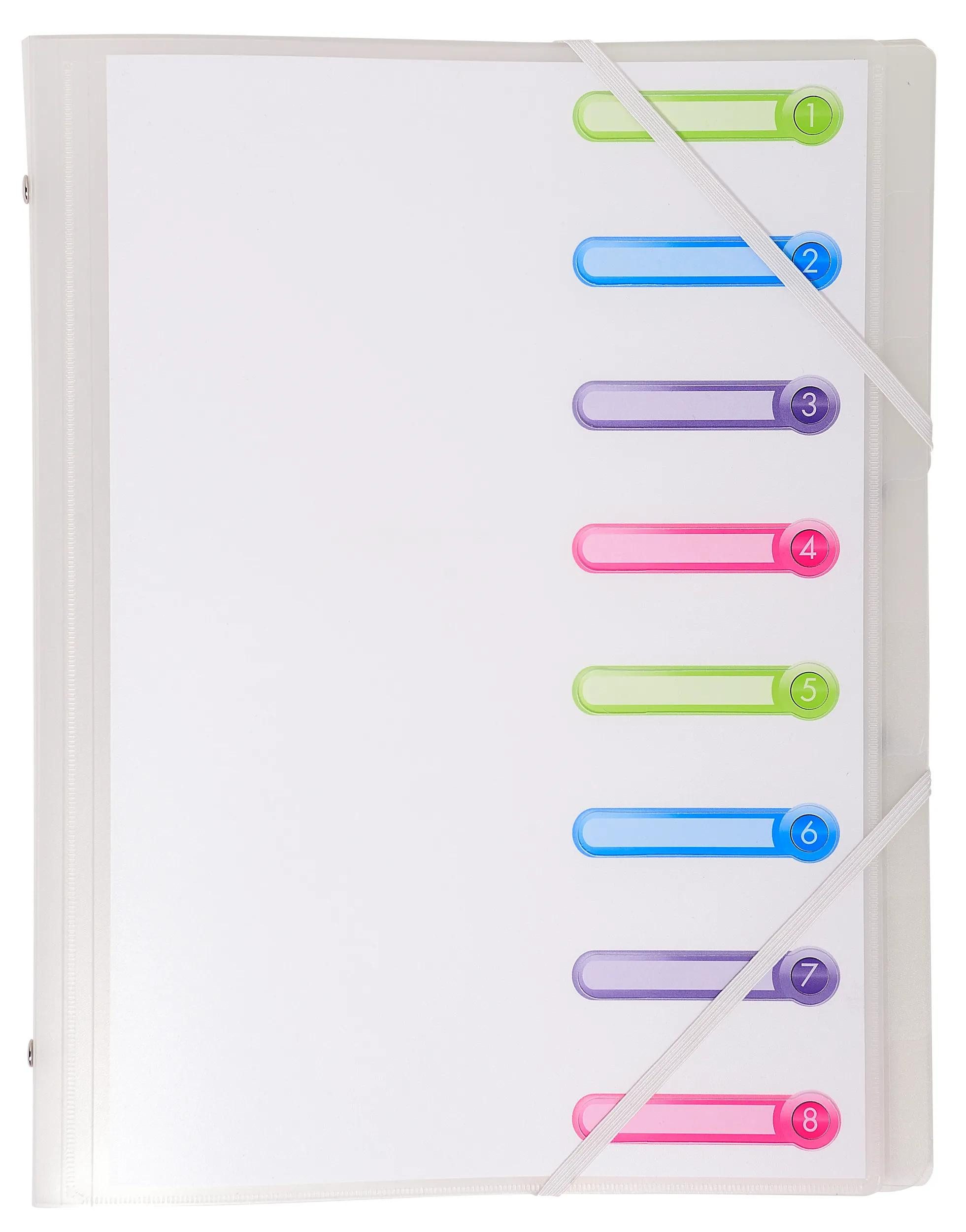 Fächermappe 10x Ordnungsmappe RC-PP 500µ 3 Klappen 8 Fächer A4 Transparent 56187E