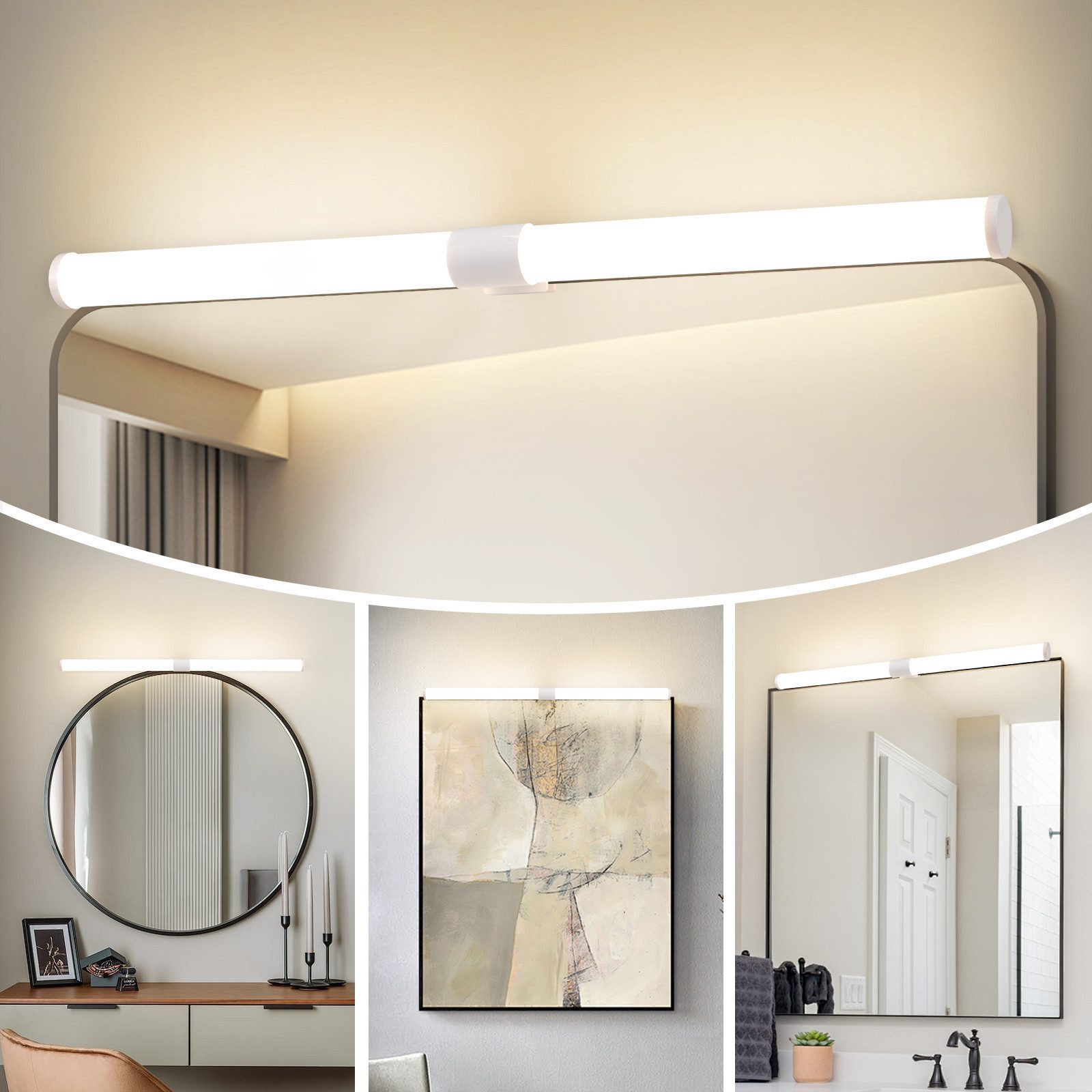 Nettlife LED Spiegelleuchte LED Spiegelleuchte Klemmbar 40/60CM, Neutralweiß, lampe für schrank Keller Küche