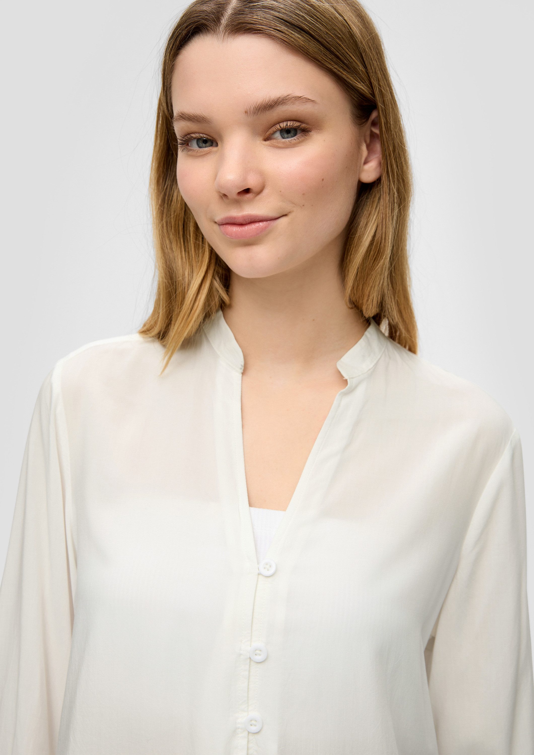 QS Langarmbluse Bluse Viskosebluse mit Turn-up-Funktion