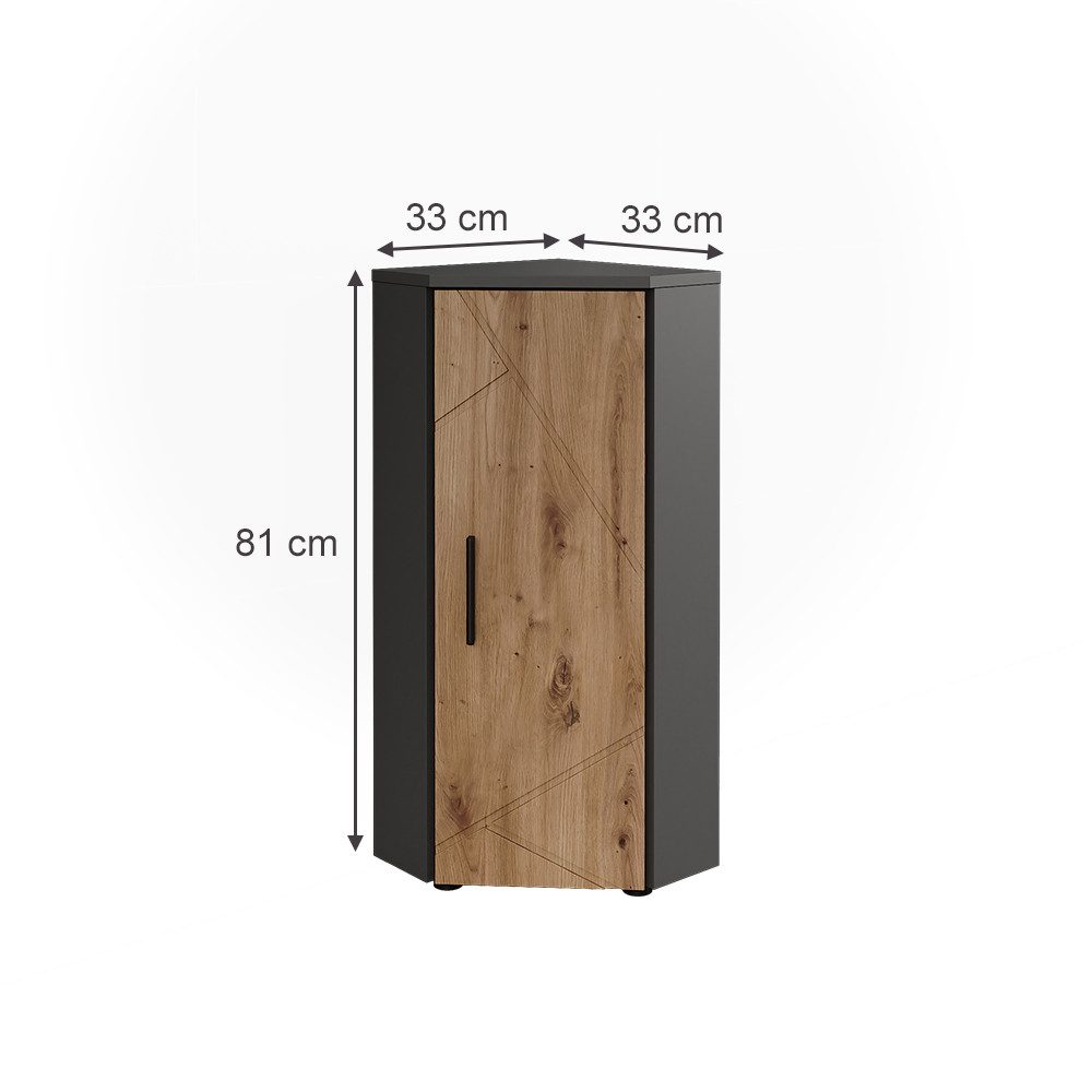 Vicco Midischrank Irma, Anthrazit/Artisan, 33 x 81 cm mit 3 Regalfächer günstig online kaufen