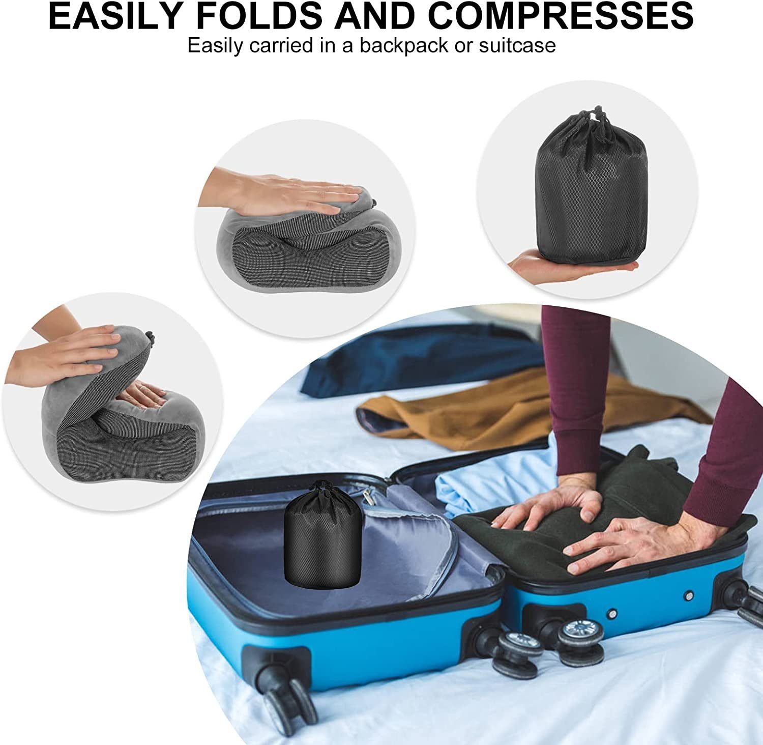 Nackenpolster Reisen,Flugzeug,Büro XDeer mit für Reisekissen ergonomisch Nackenstützkissen,maschinenwaschbares Nackenkissen Schlafmaske,Ohrstöpsel,Tasche,weicher Camping, hochwertiges ideal geformtes Nackenkissen Memory-Schaum, und dunkelblau