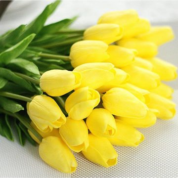 Kunstblume Künstlicher Blumenstrauß Tulpen, Künstliche Deko Blumen, Gelb, Lubgitsr